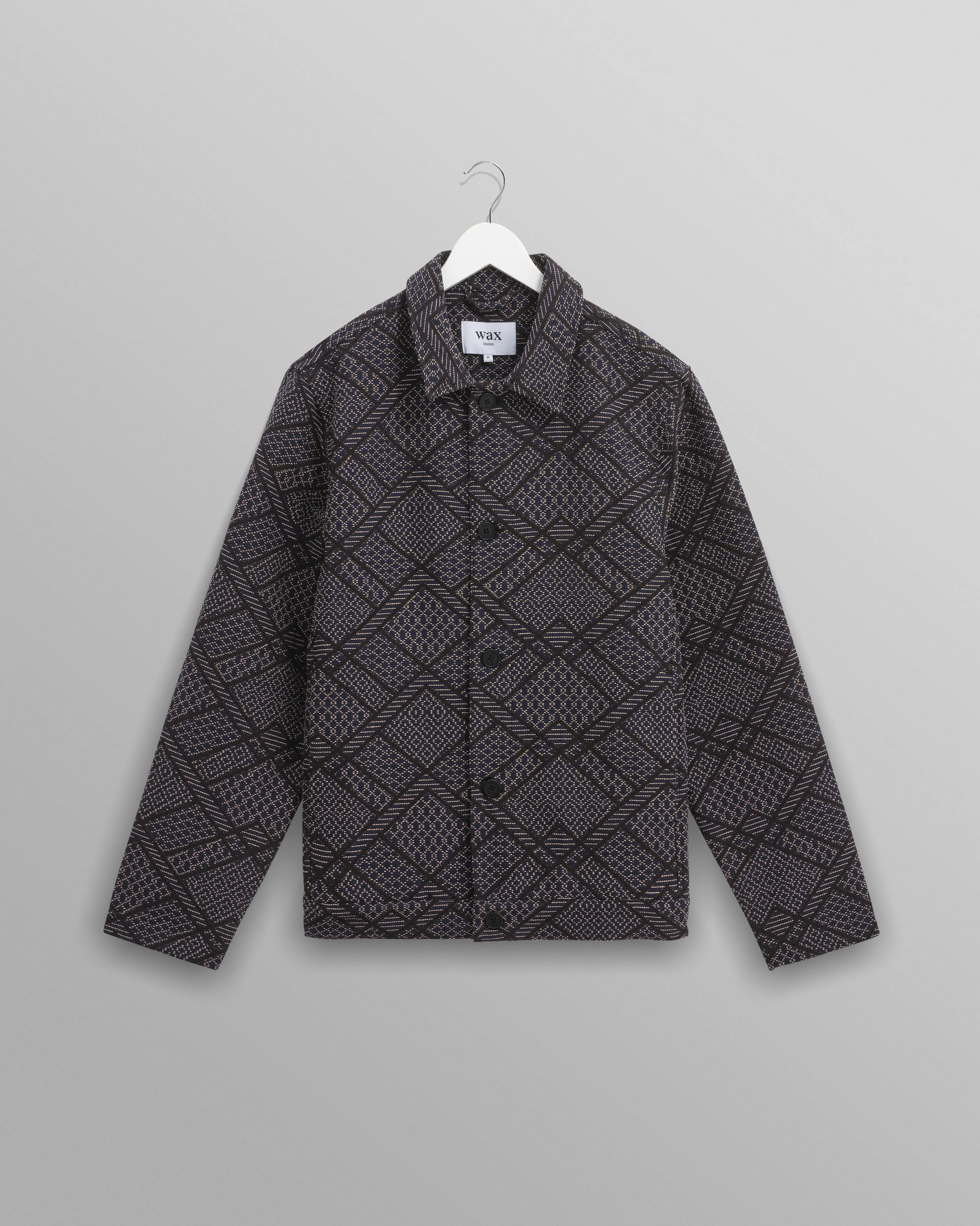 Iggy - Navy Diamond Stitch Jacquard Jacket sold by Wax London