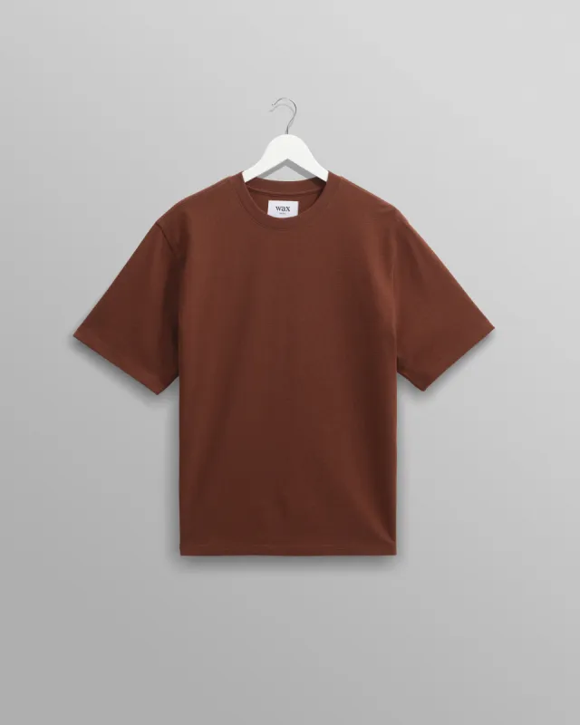 Dean - Brown Textured Organic Cotton T-Shirt sold by Wax London