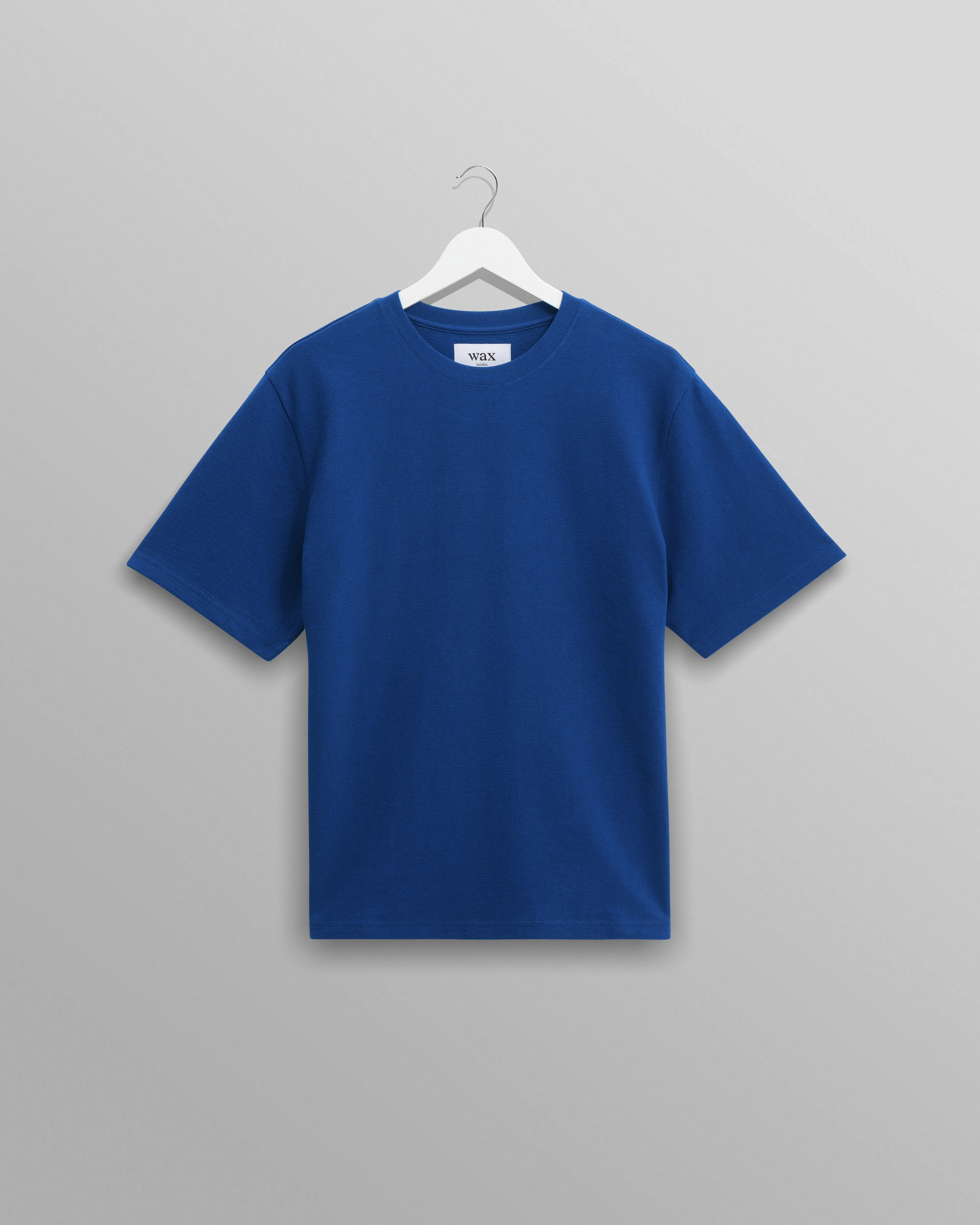 Dean - Blue Textured Organic Cotton T-Shirt sold by Wax London