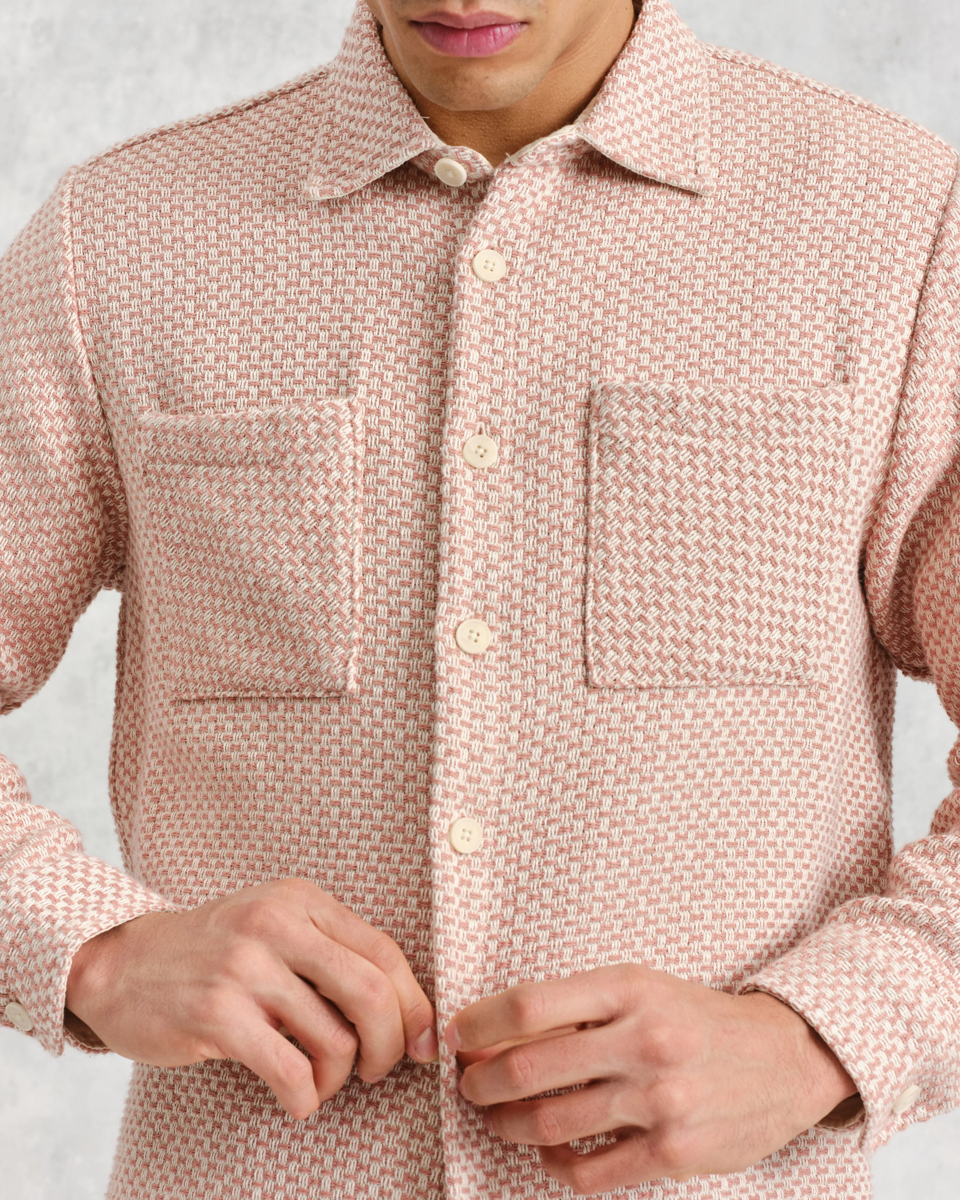 Whiting Overshirt Pink/Ecru Stepney sold by Wax London product image thumbnail 3