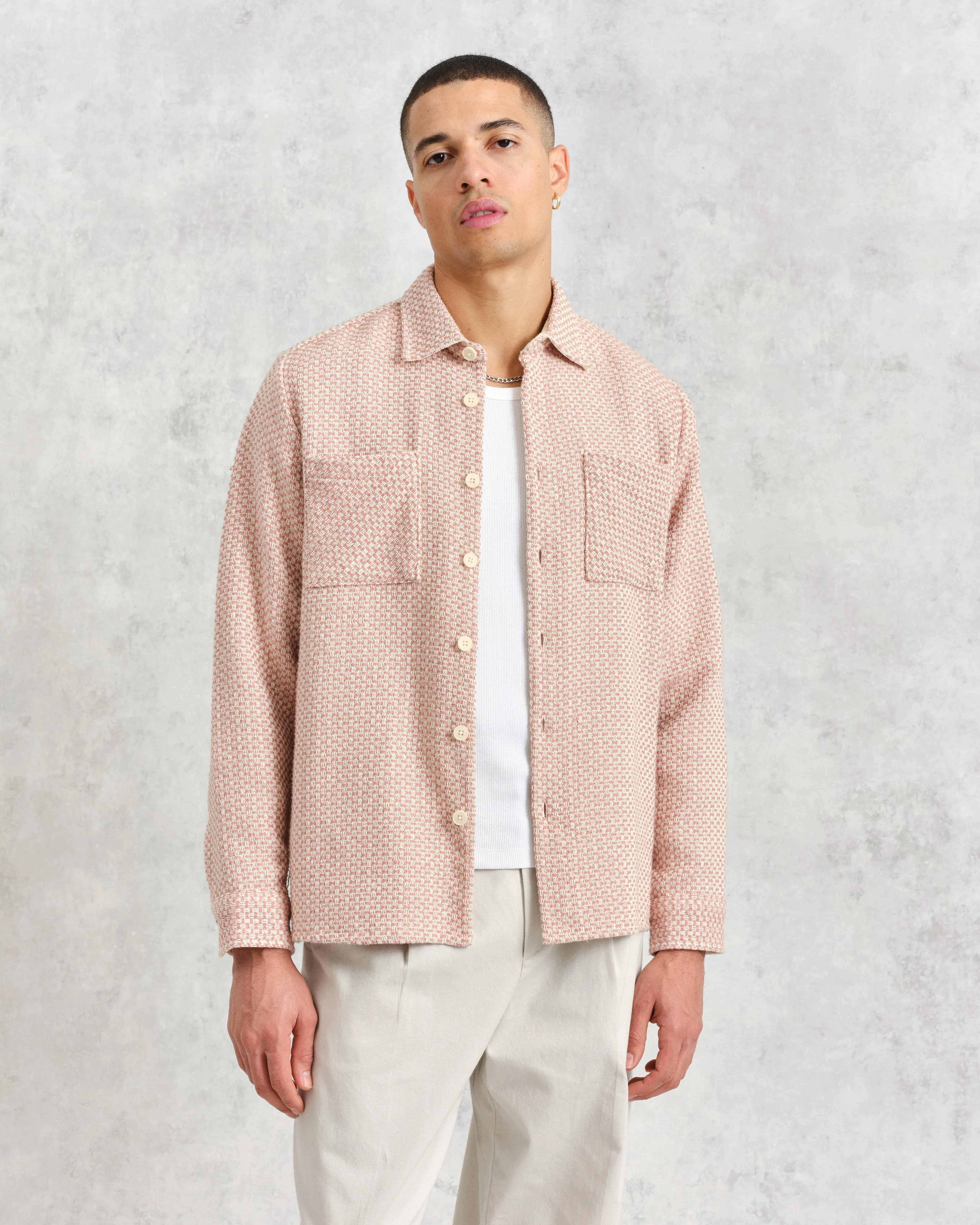 Whiting Overshirt Pink/Ecru Stepney sold by Wax London product image thumbnail 2