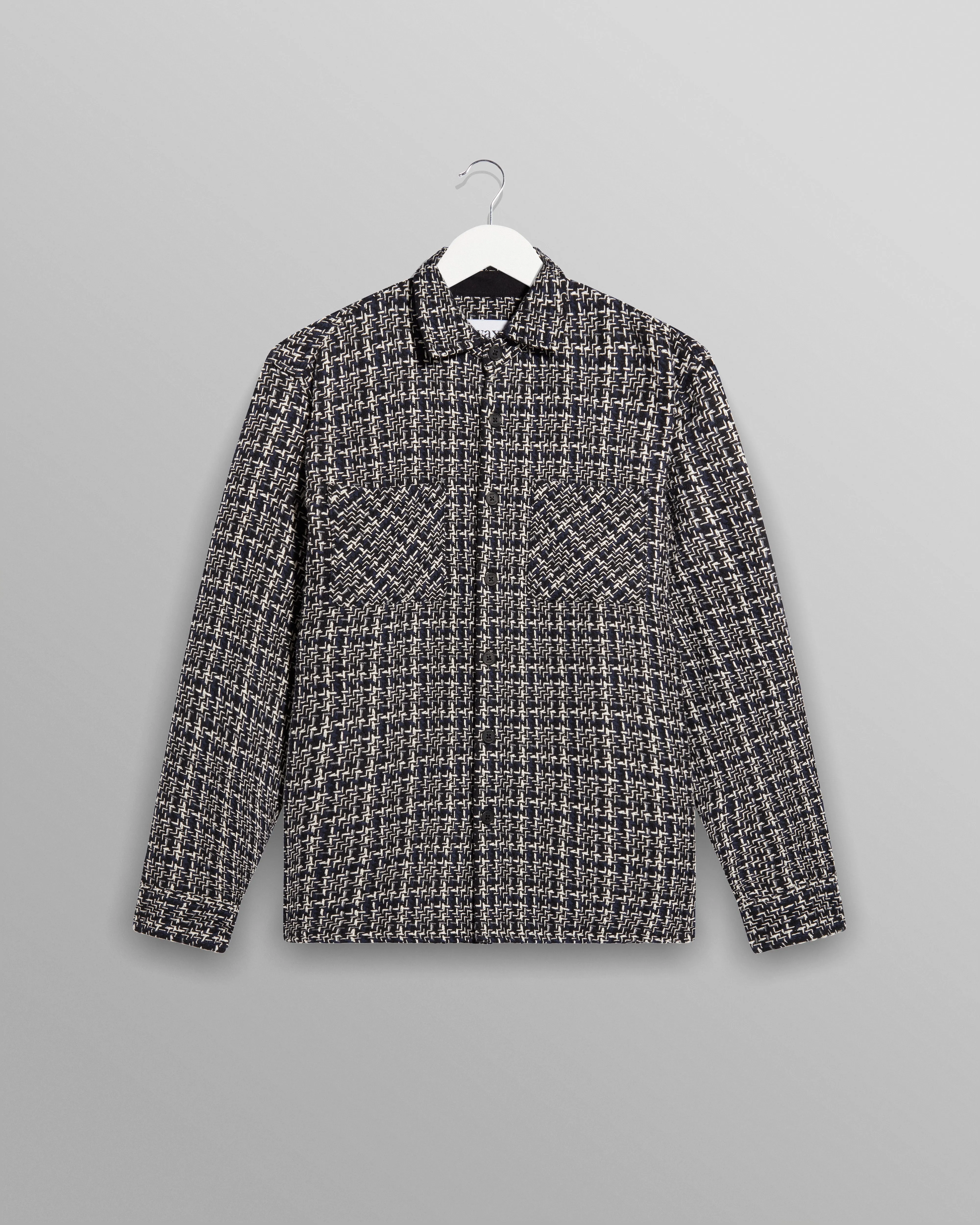 Whiting Overshirt Navy/Ecru Eden Check sold by Wax London