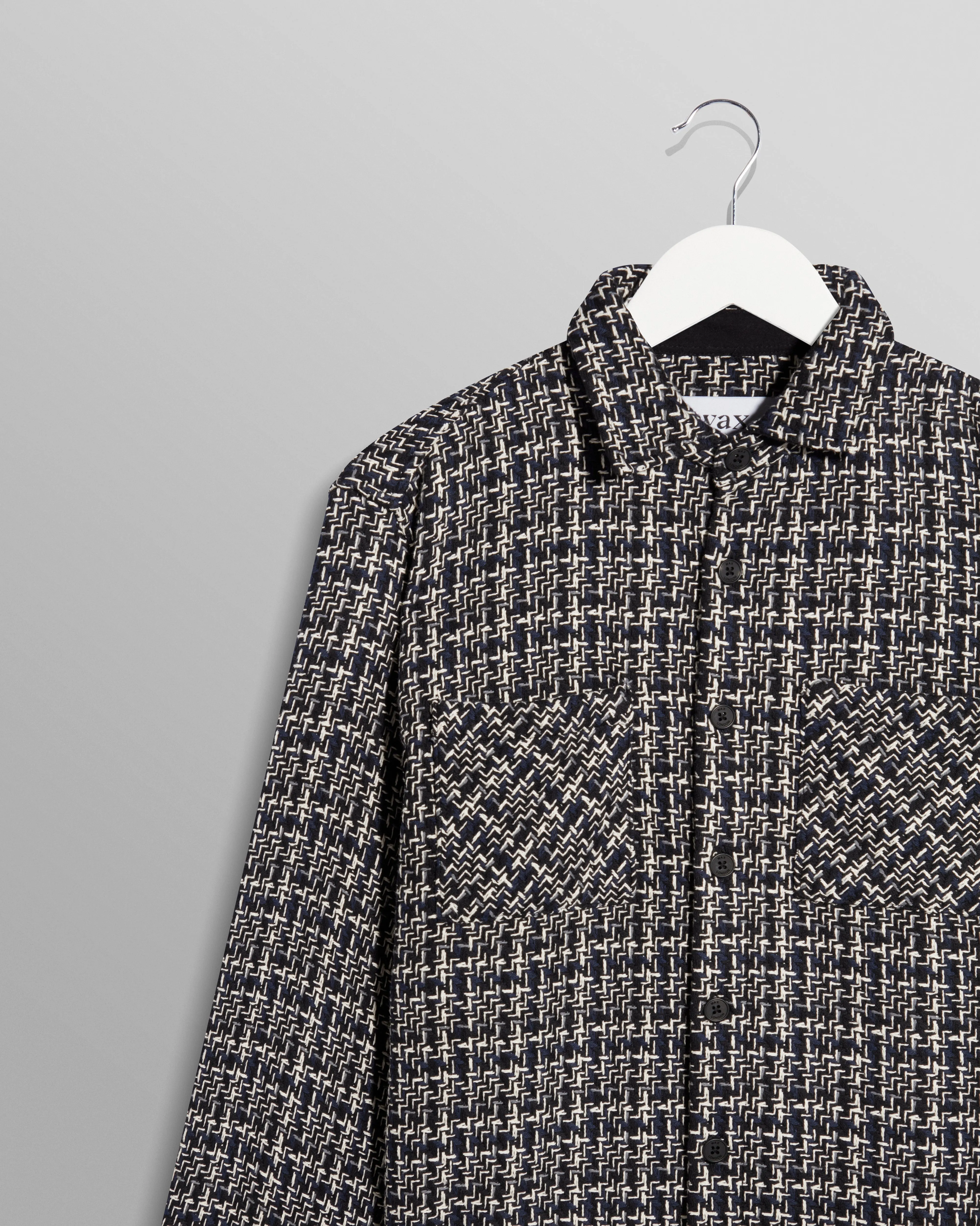 Whiting Overshirt Navy/Ecru Eden Check sold by Wax London product image thumbnail 5