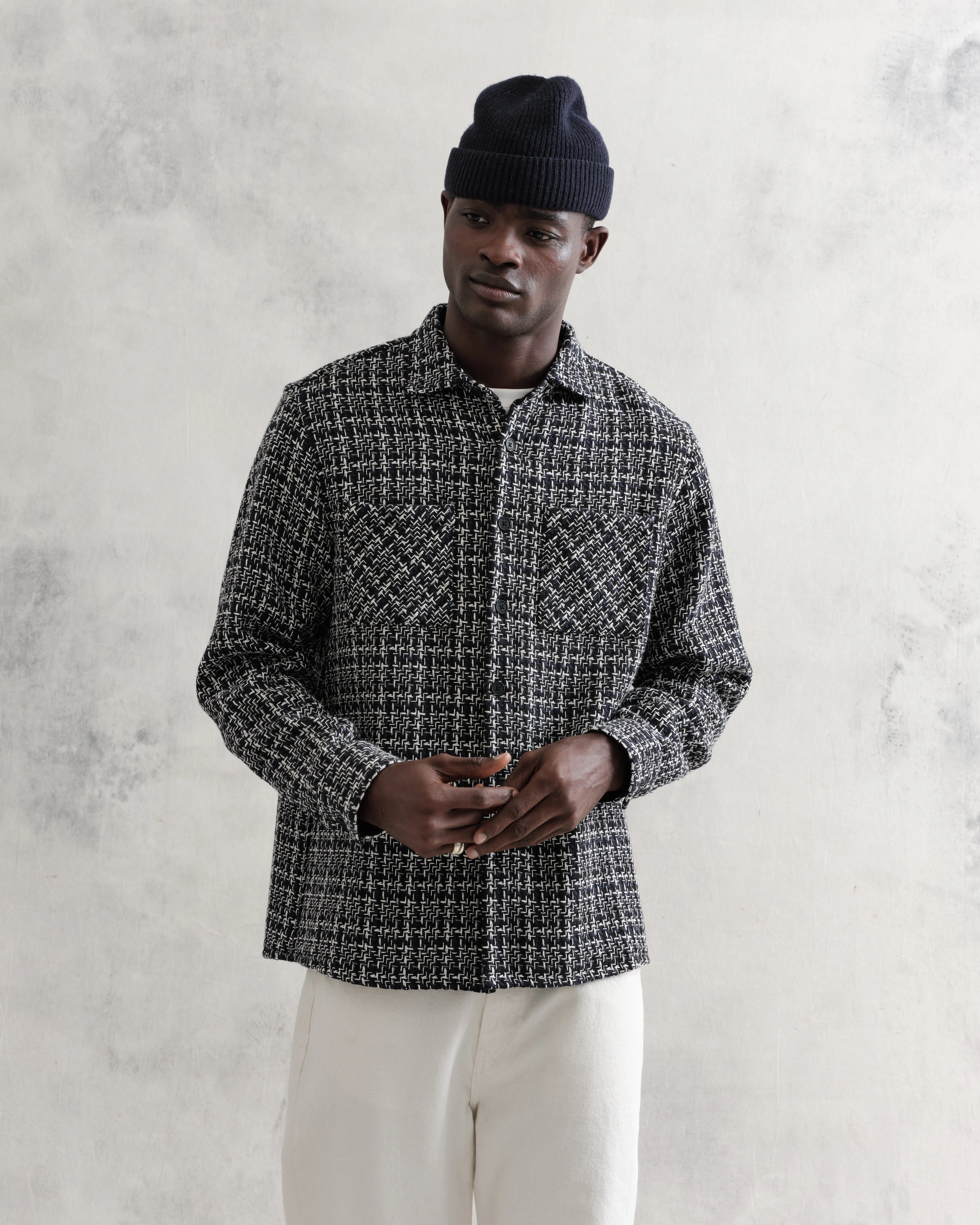 Whiting Overshirt Navy/Ecru Eden Check sold by Wax London product image thumbnail 2