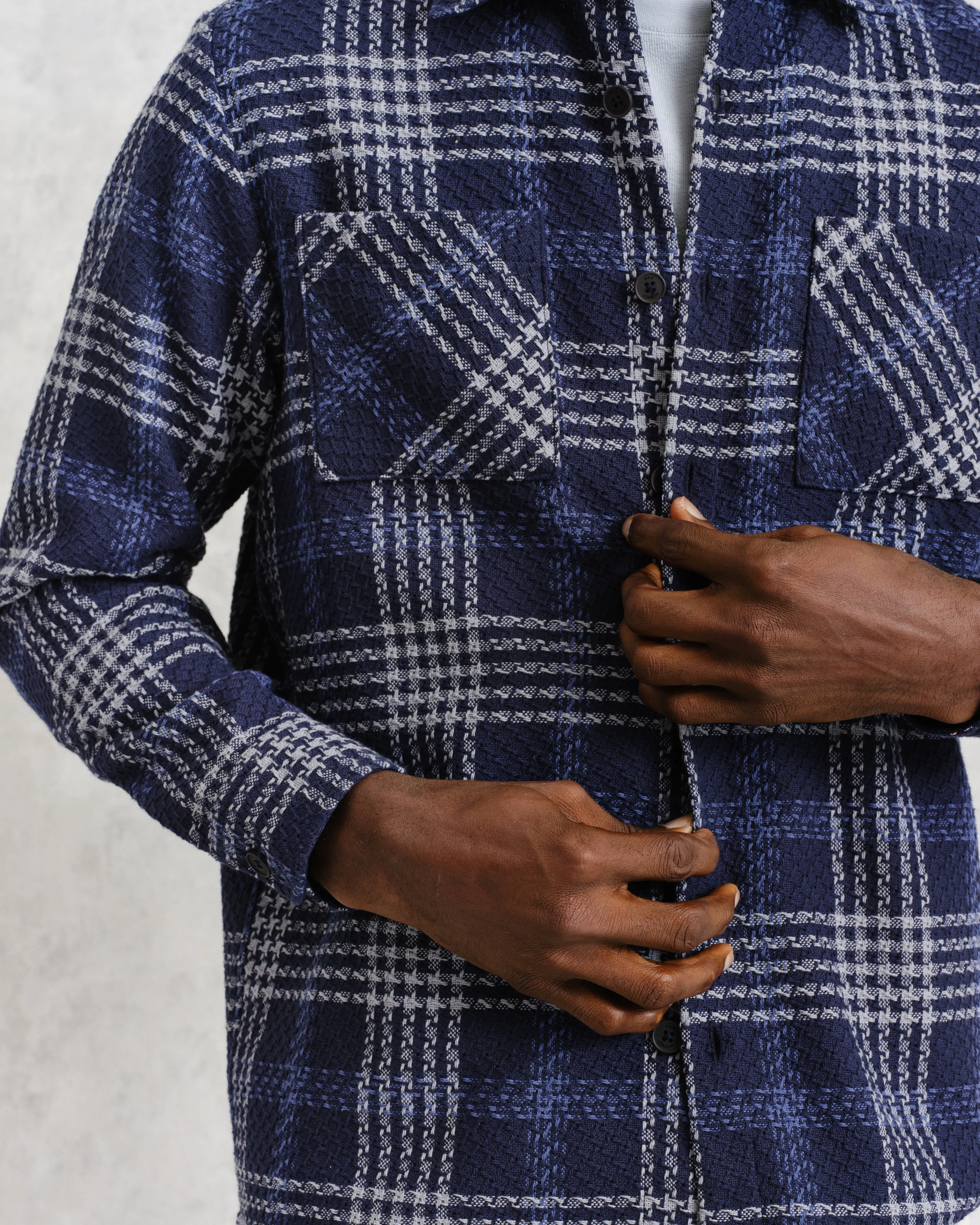 Whiting Overshirt Blue Jenson Check sold by Wax London product image thumbnail 3