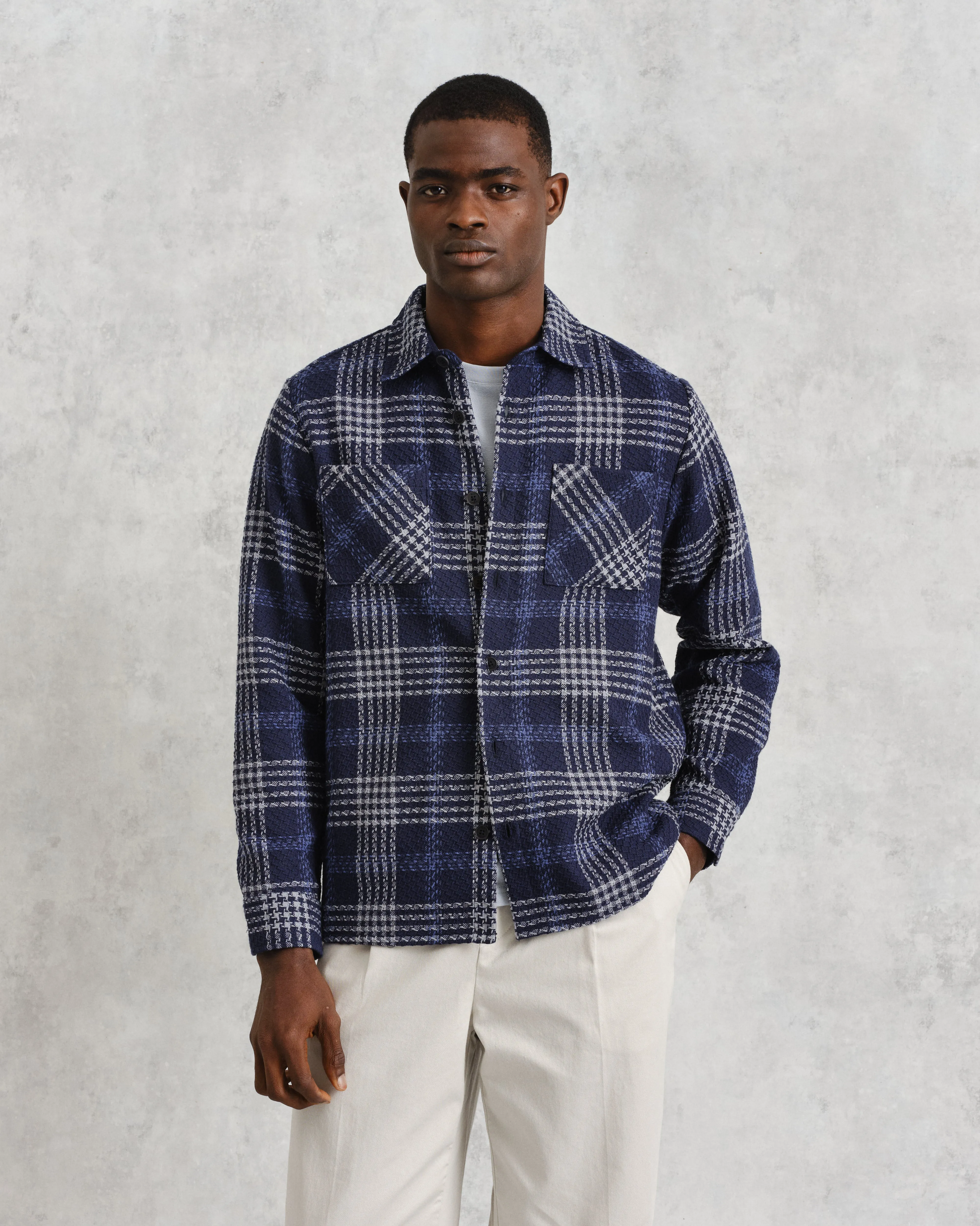 Whiting Overshirt Blue Jenson Check sold by Wax London product image thumbnail 2