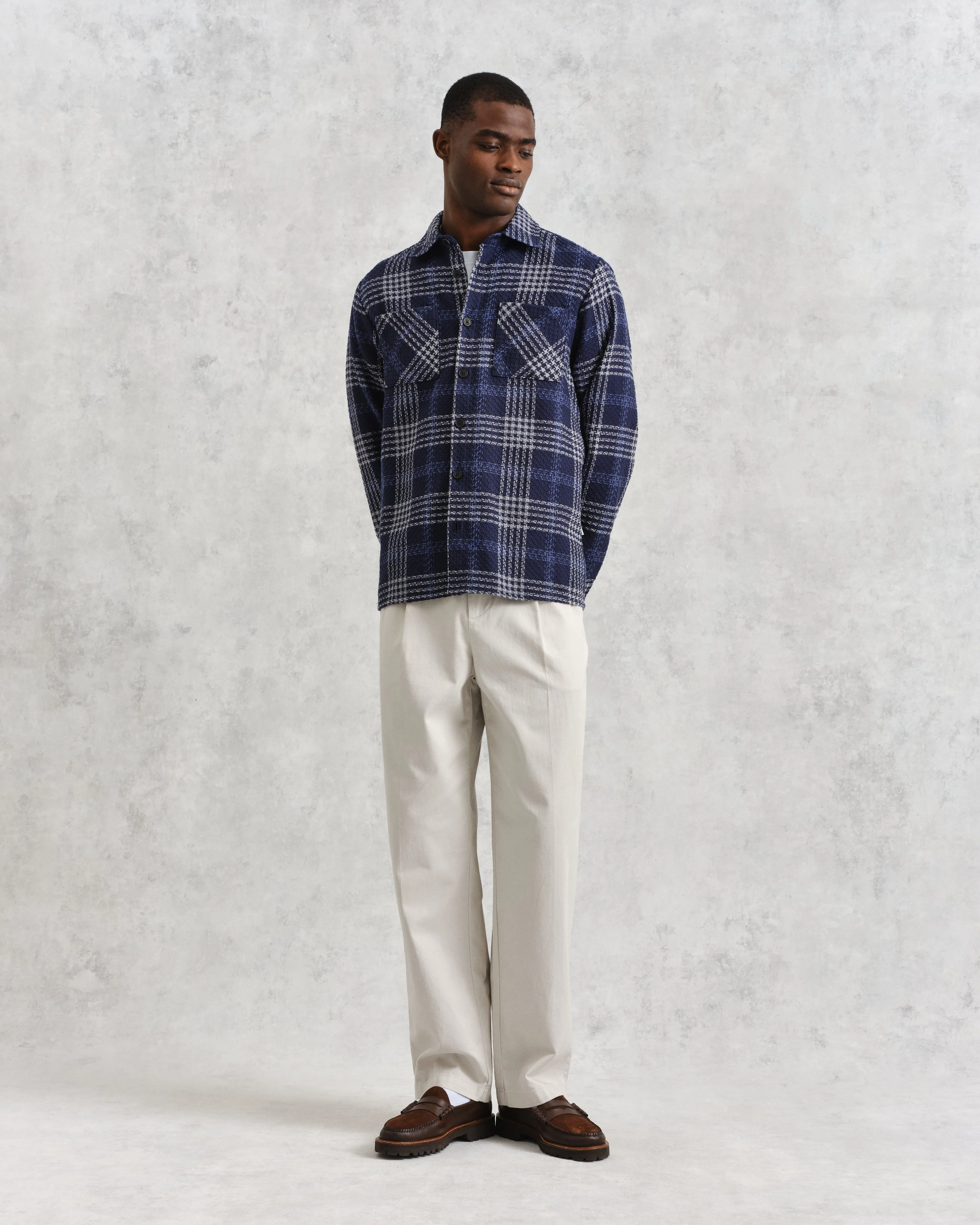 Whiting Overshirt Blue Jenson Check sold by Wax London product image thumbnail 4