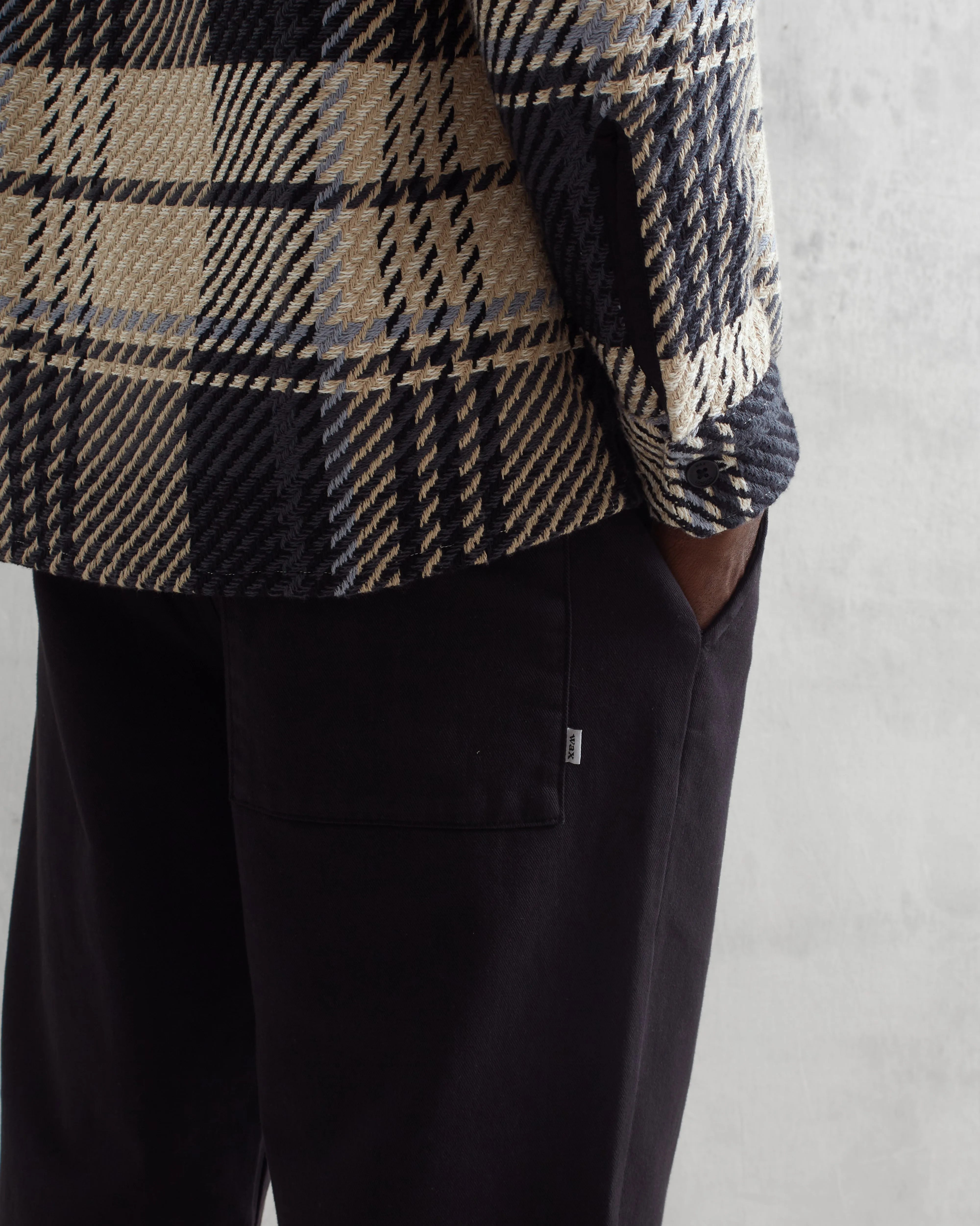 Whiting Overshirt Black/Ecru Spear Check sold by Wax London product image thumbnail 5