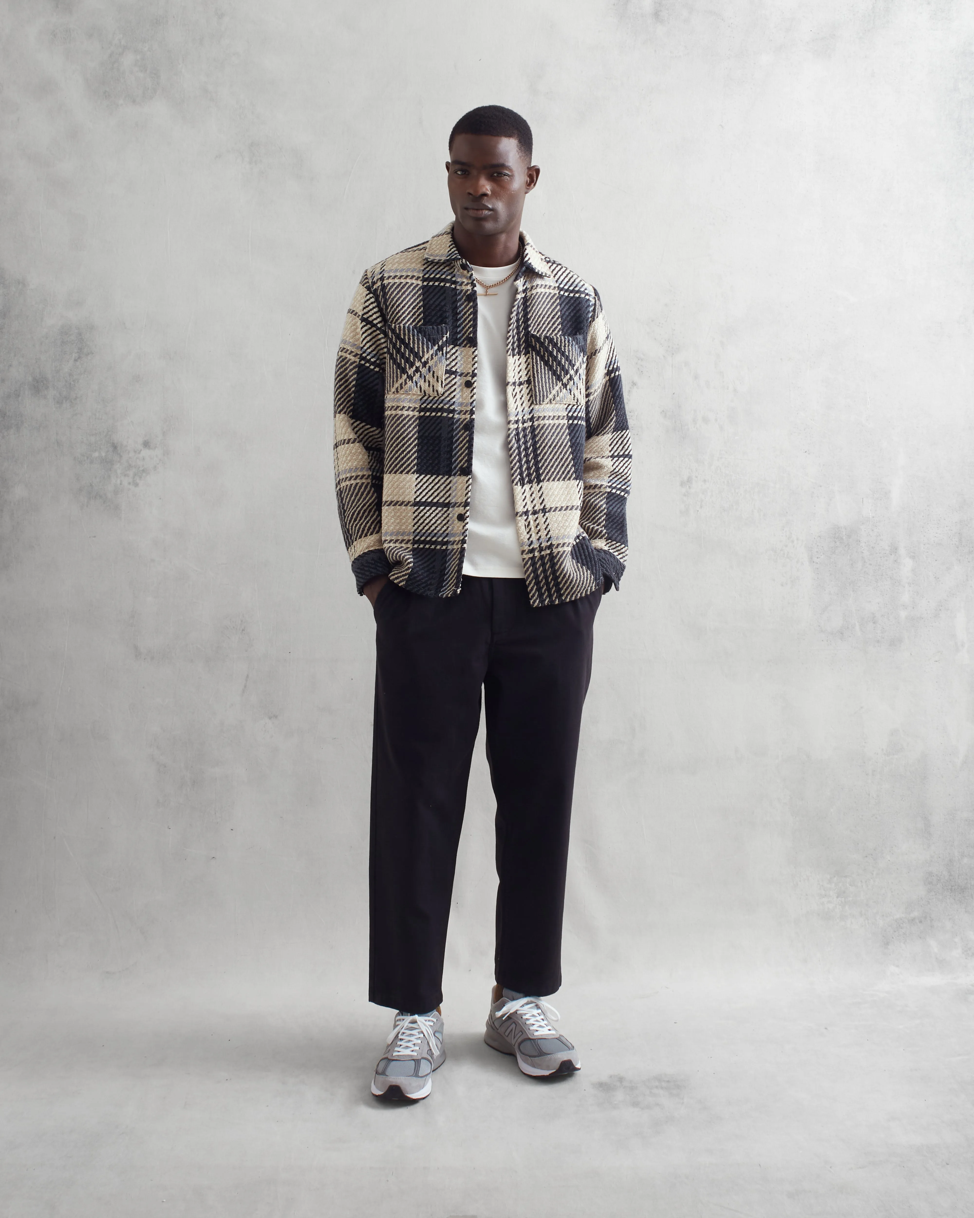 Whiting Overshirt Black/Ecru Spear Check sold by Wax London product image thumbnail 2