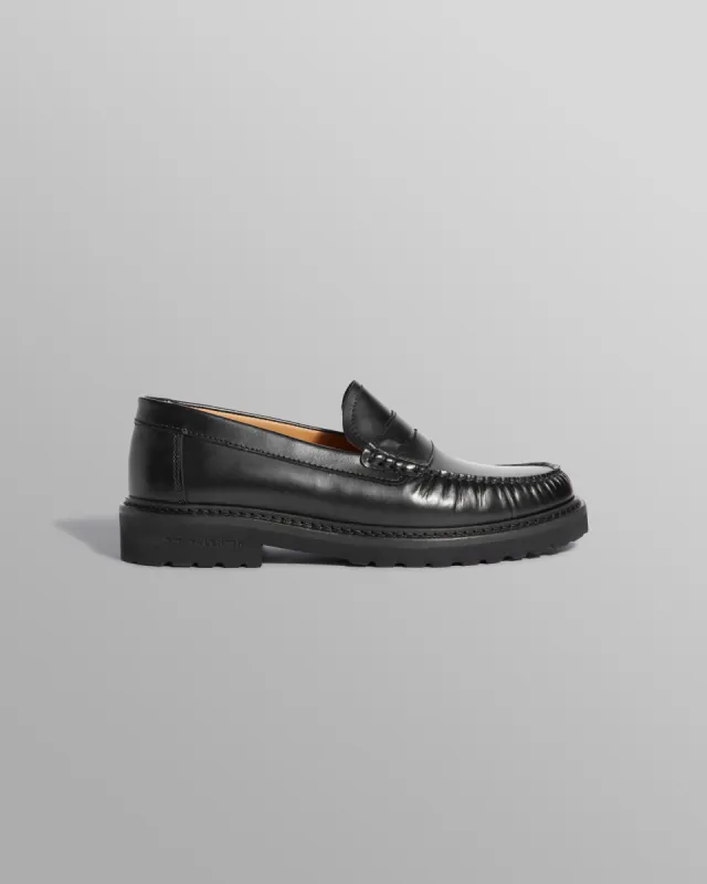 S.T. Valentin - Black Smooth Leather Loafers sold by Wax London