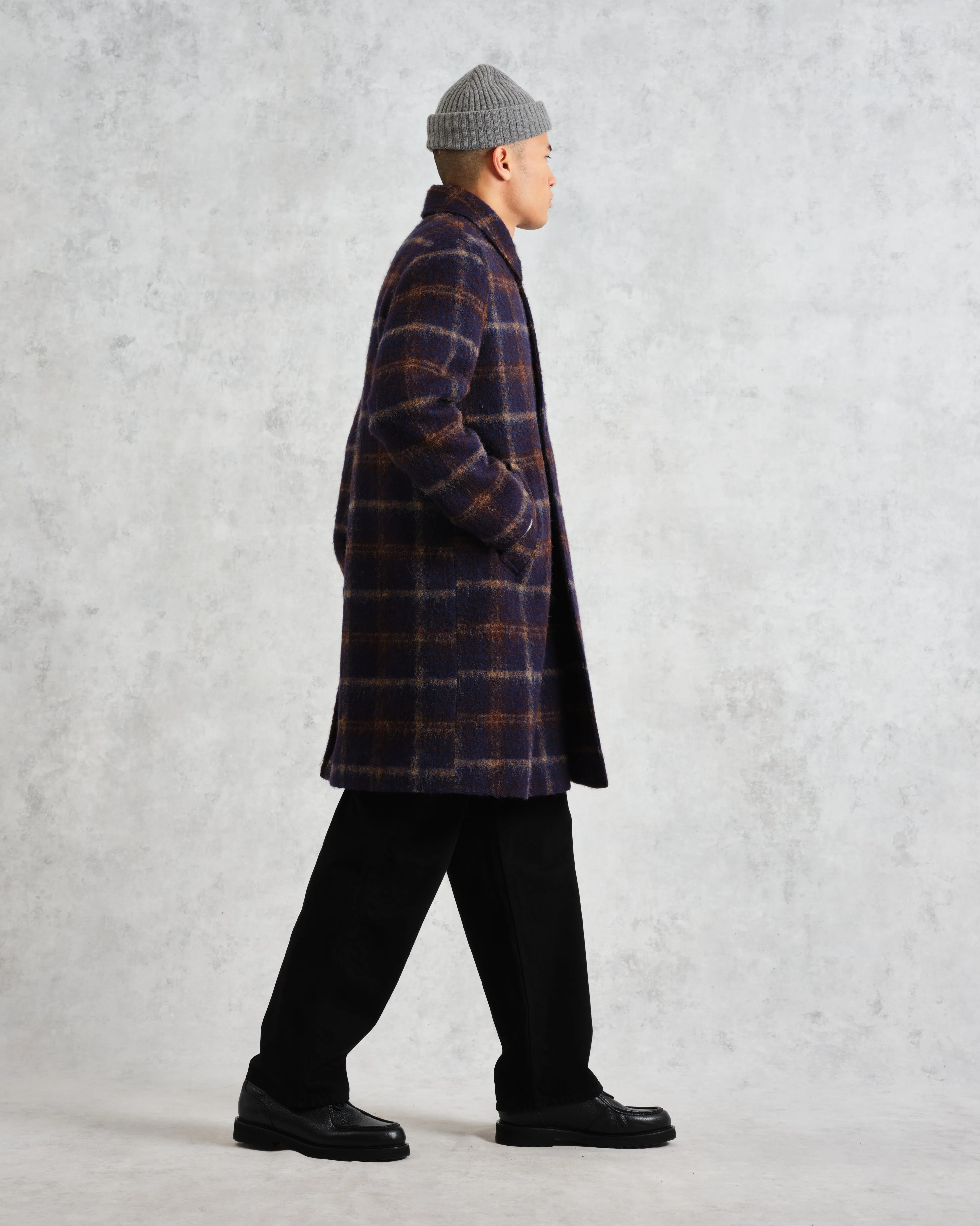 Stan - Navy Check Wool Car Coat sold by Wax London product image thumbnail 5