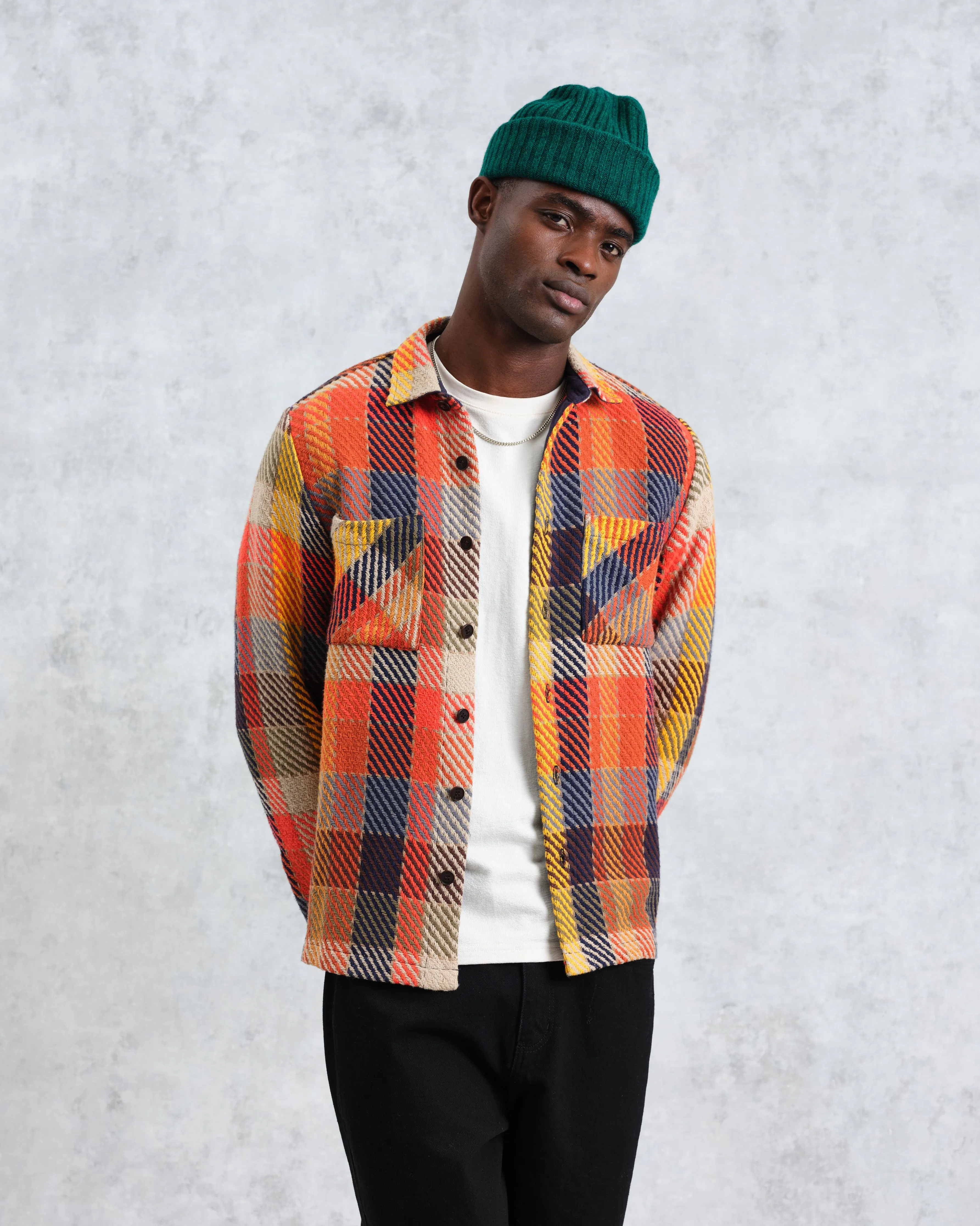 Whiting - Orange Pike Check Overshirt sold by Wax London product image thumbnail 2
