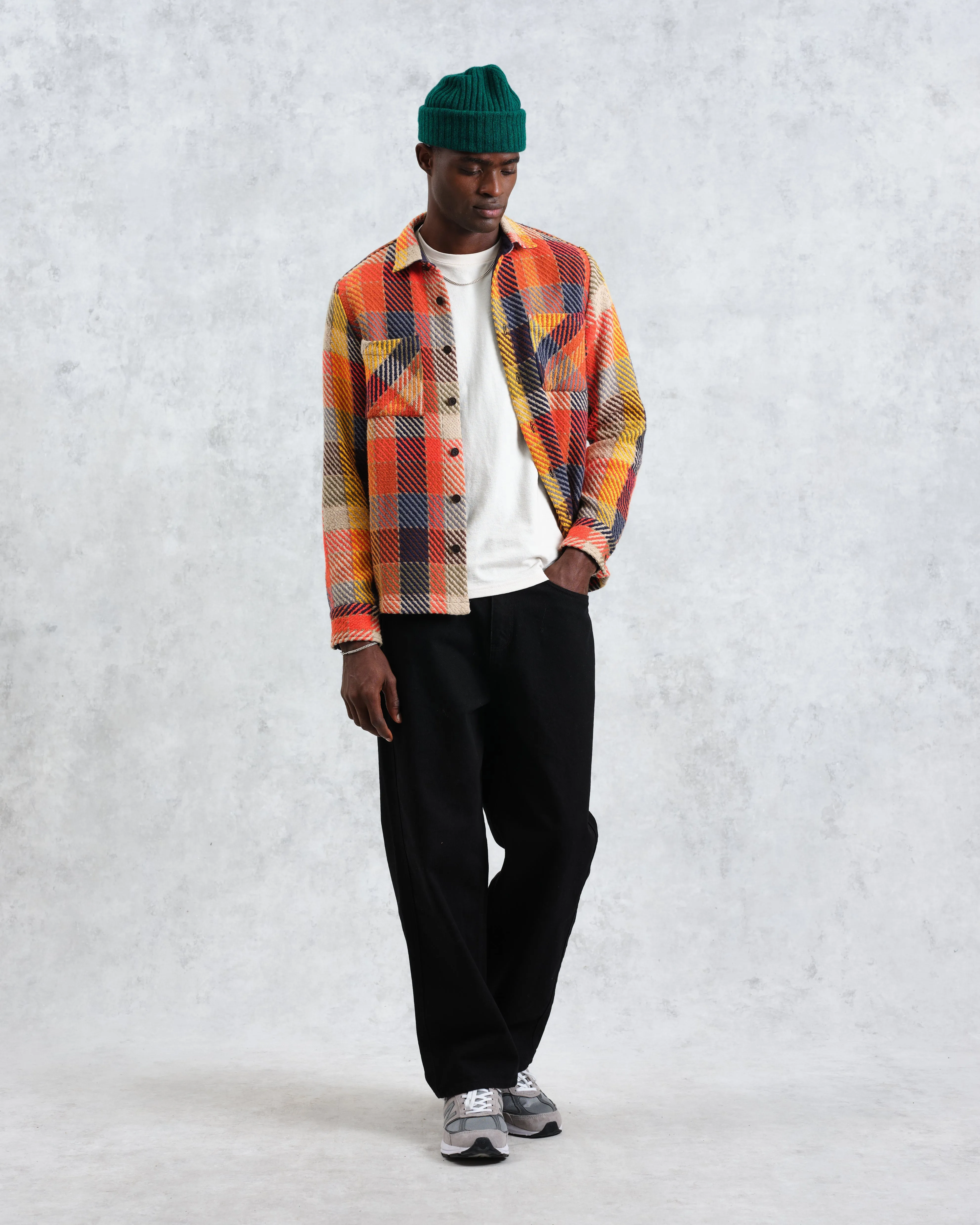 Whiting - Orange Pike Check Overshirt sold by Wax London product image thumbnail 4
