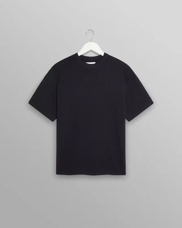 Milton T-Shirt Black Waffle sold by Wax London