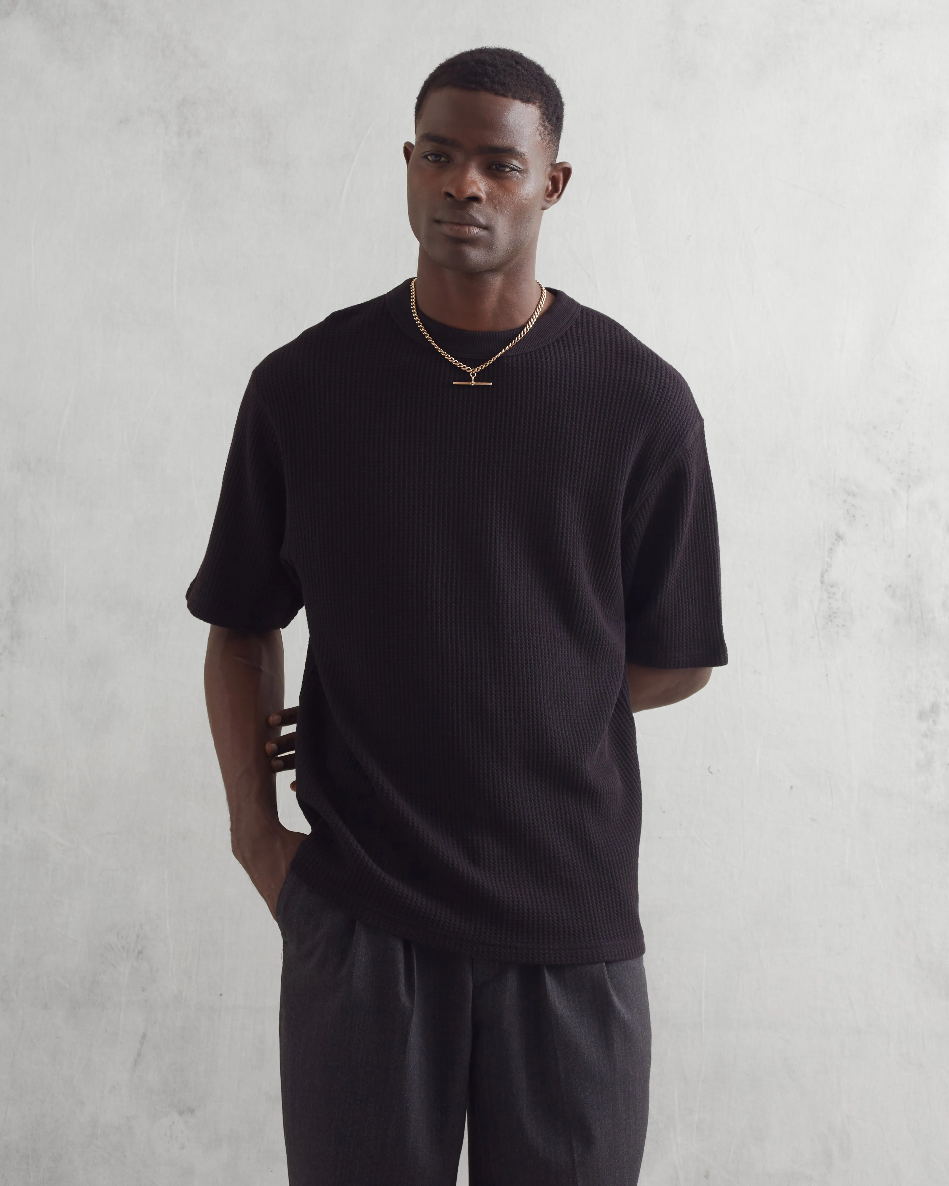 Milton T-Shirt Black Waffle sold by Wax London product image thumbnail 2