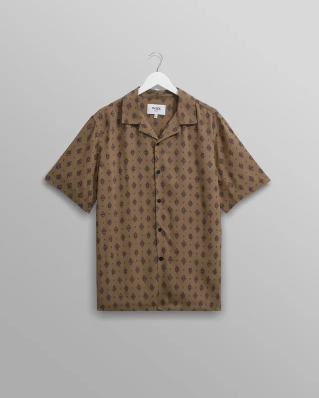 Didcot Shirt Taupe Ditsy Tile sold by Wax London