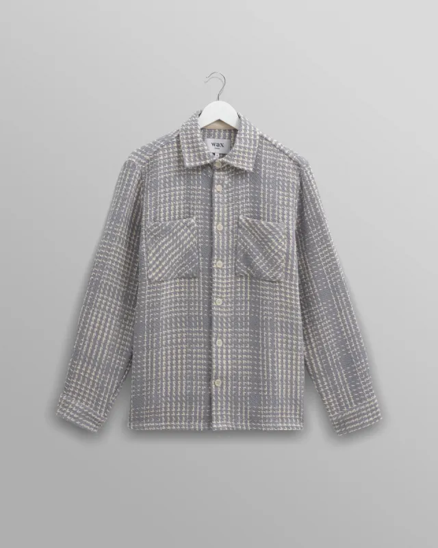 Whiting Overshirt Blue/Ecru Twin Weave sold by Wax London