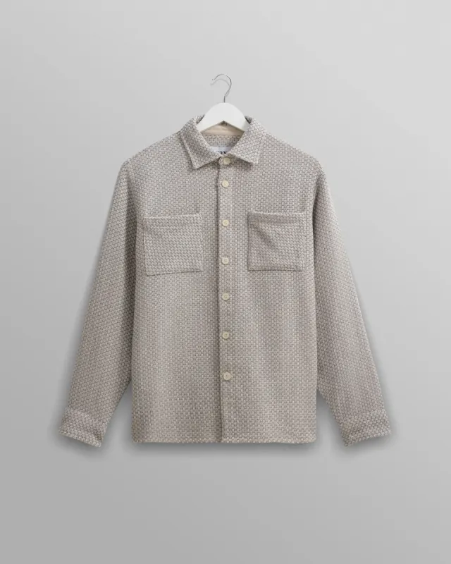 Whiting Overshirt Blue/Ecru Stepney sold by Wax London
