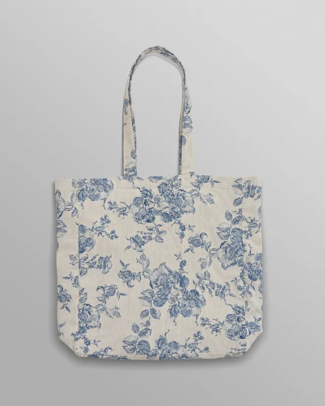 Tote Bag Ecru/Blue Floral Jacquard sold by Wax London