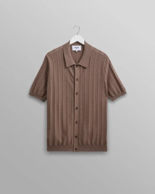Tellaro Shirt Brown Pointelle made by Wax London