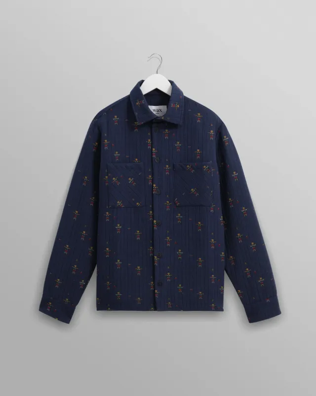 Whiting Overshirt Blue Totem Quilt sold by Wax London