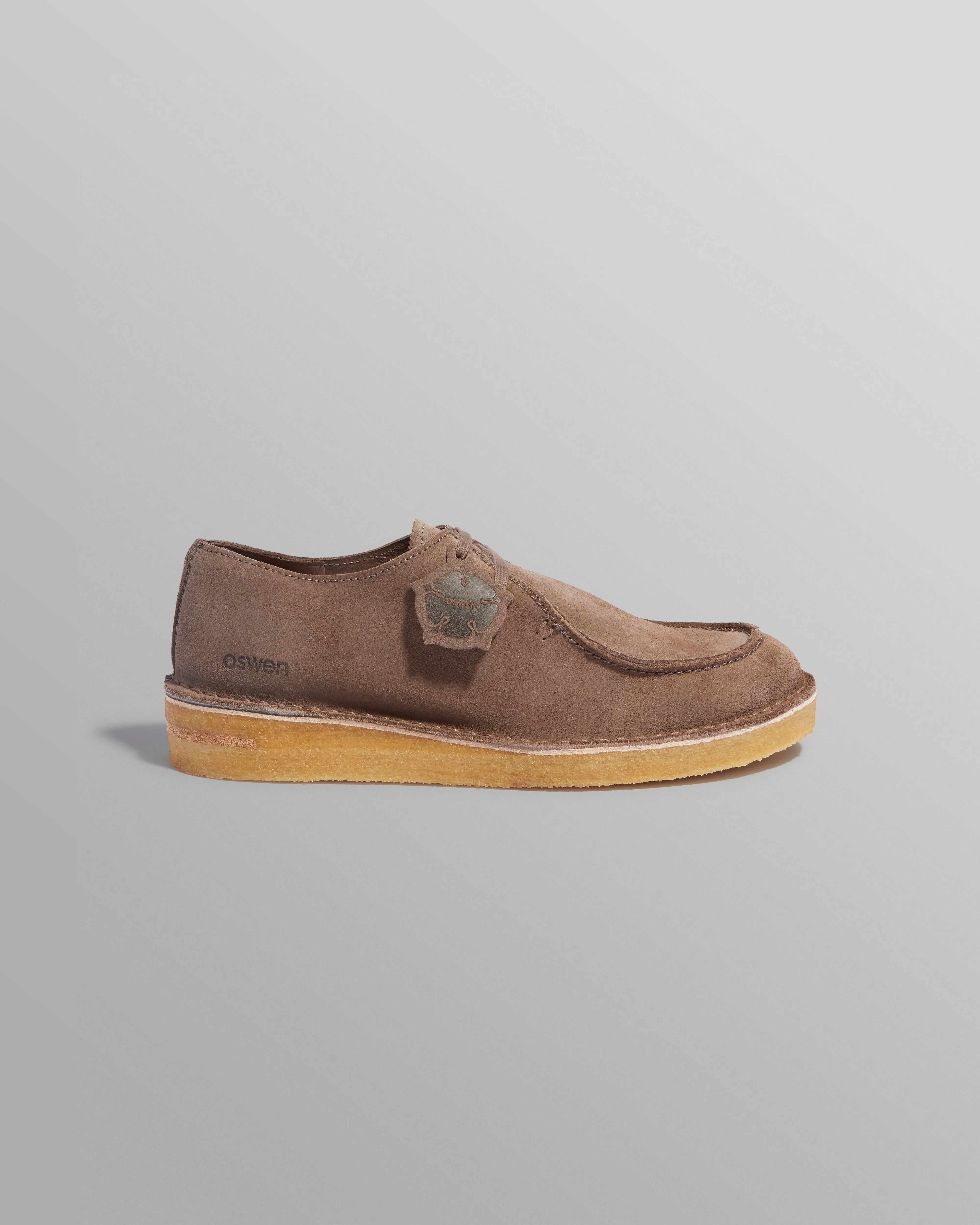 Oswen Ewaldi Low Shoes Taupe Suede sold by Wax London