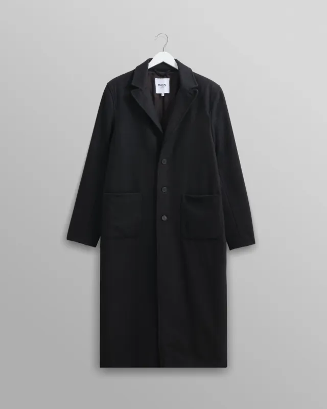 Condo Coat Black Wool made by Wax London