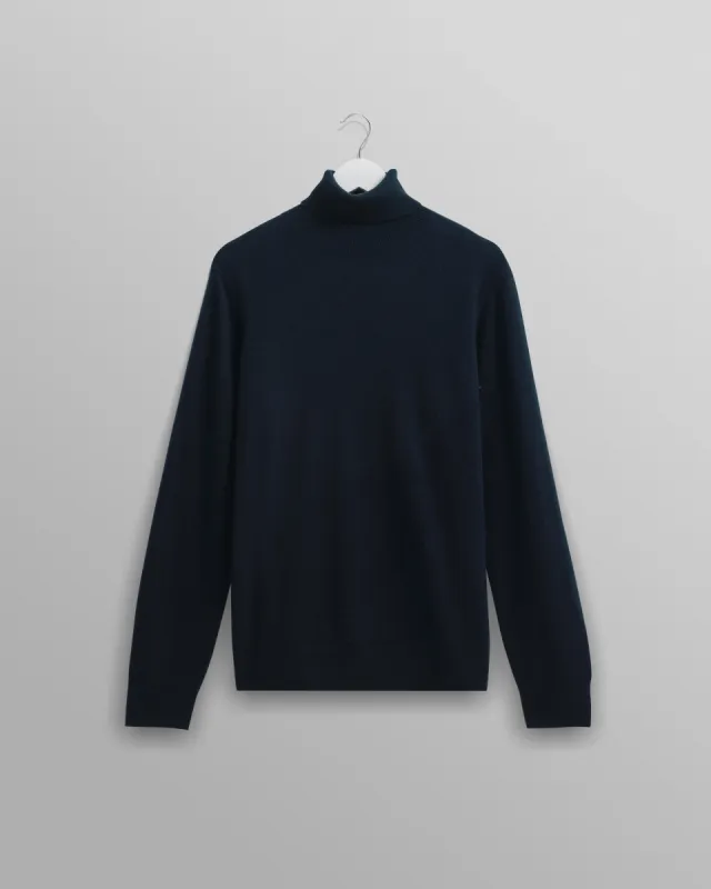 Sterling Roll Neck Navy Wool-Cashmere sold by Wax London