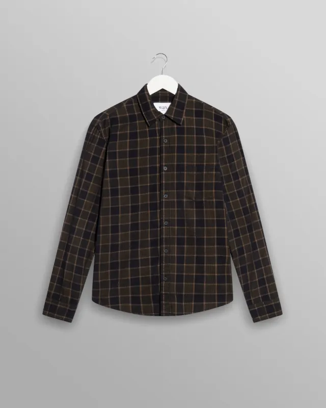 Shelly Shirt Black/Khaki Cord sold by Wax London