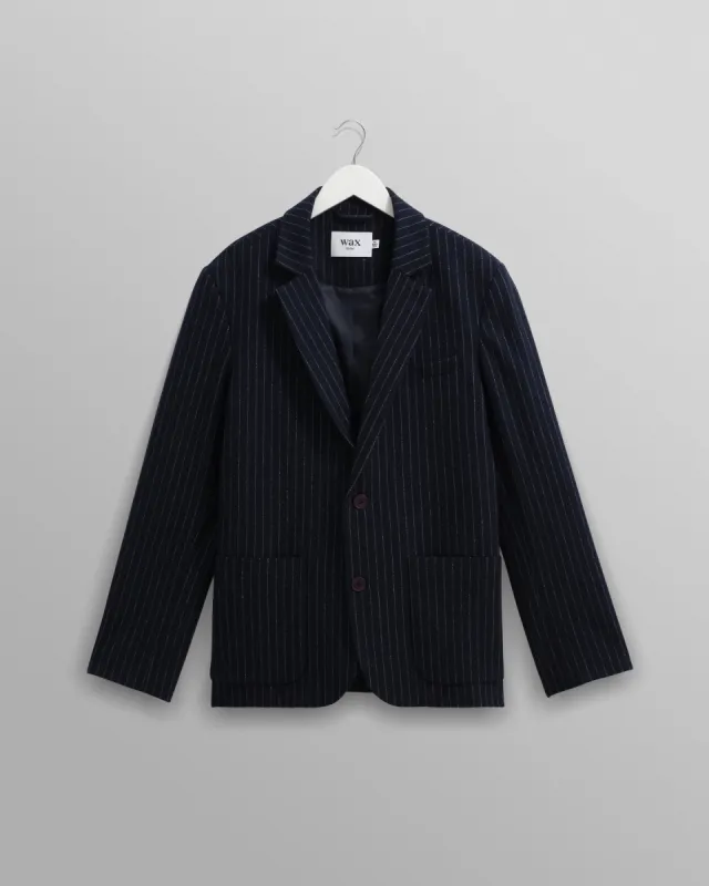 Fintry - Navy Pinstripe Wool Blazer sold by Wax London