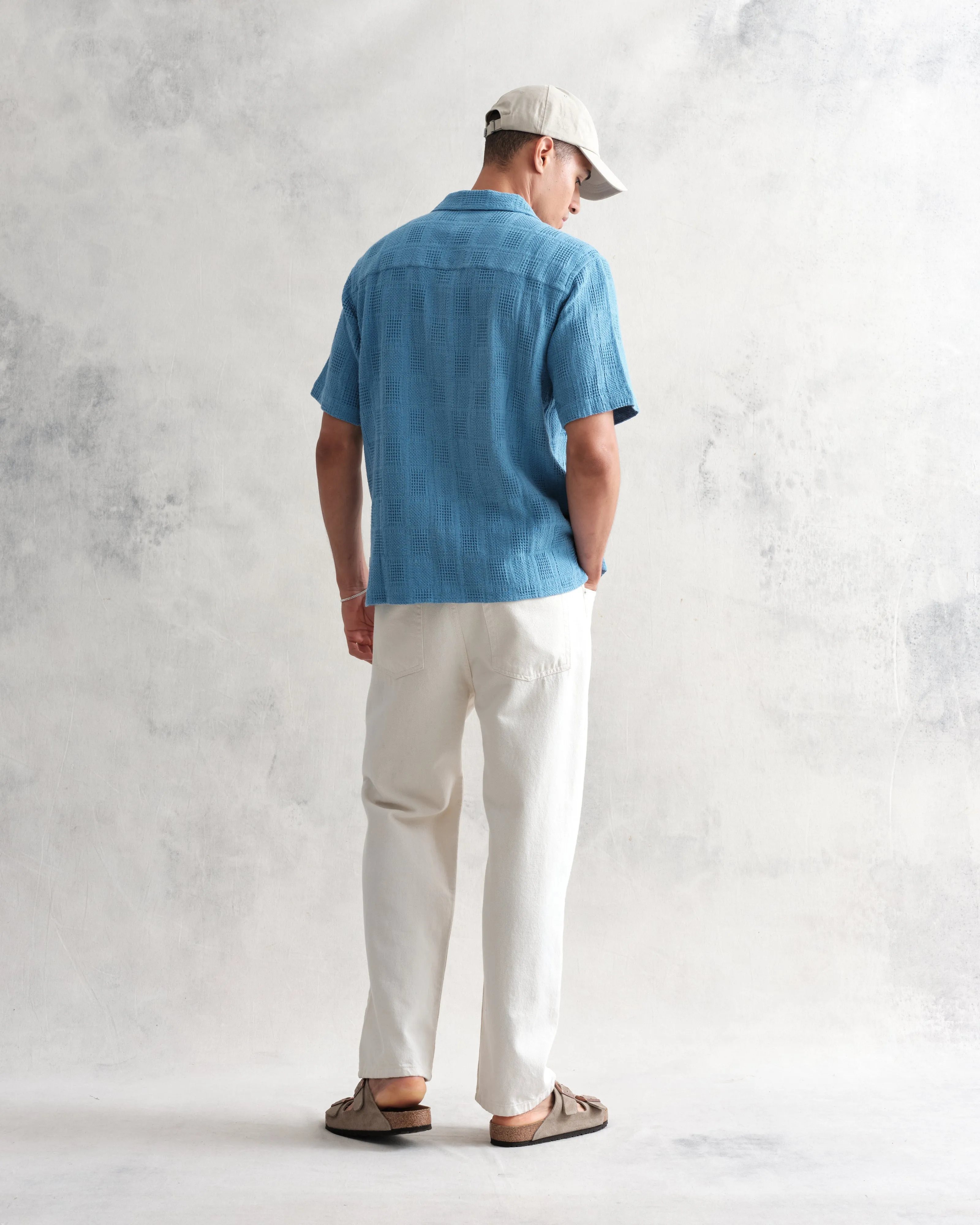 Didcot Shirt Blue Patchwork Waffle sold by Wax London product image thumbnail 5