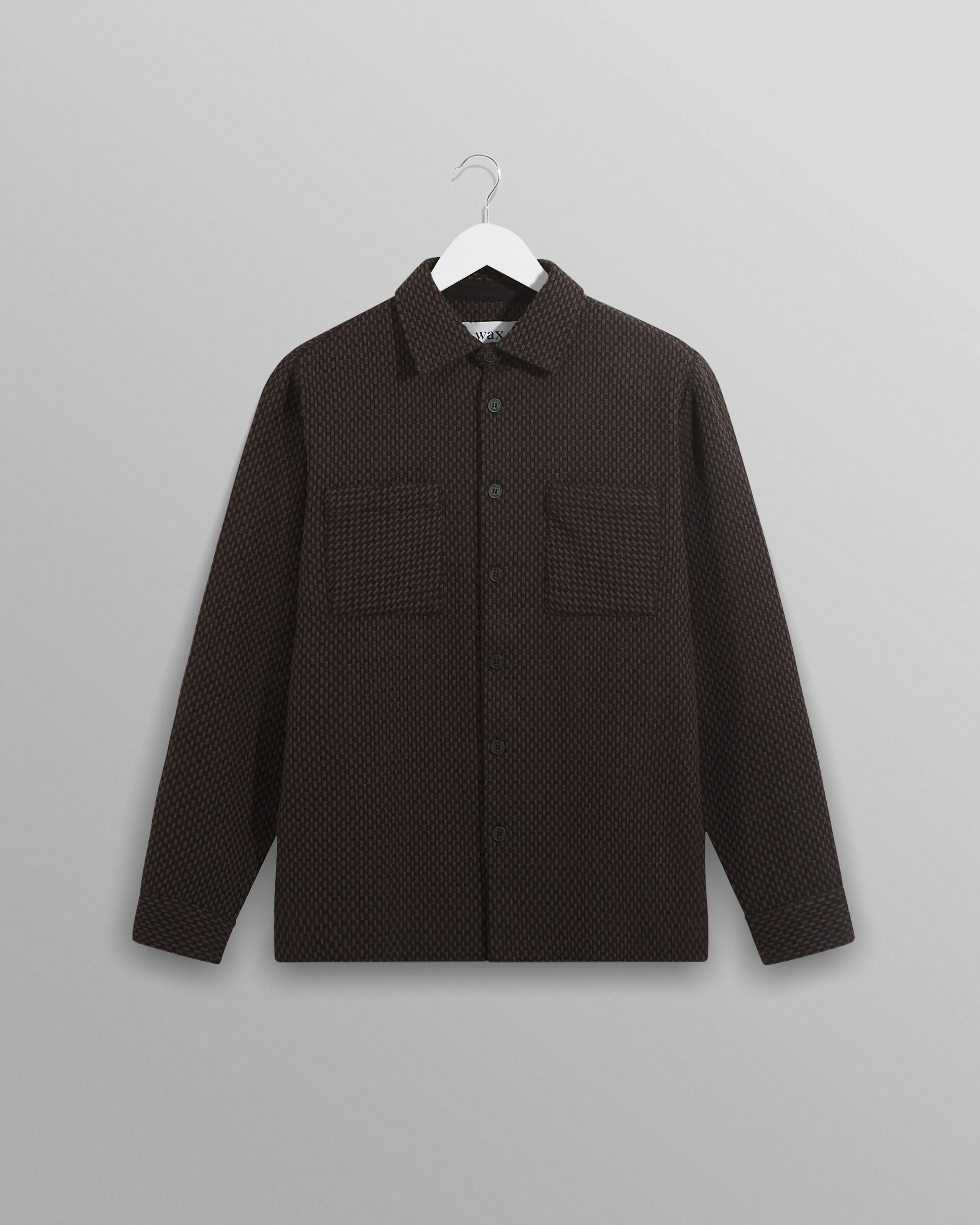 Whiting Overshirt Black/Brown Stepney sold by Wax London