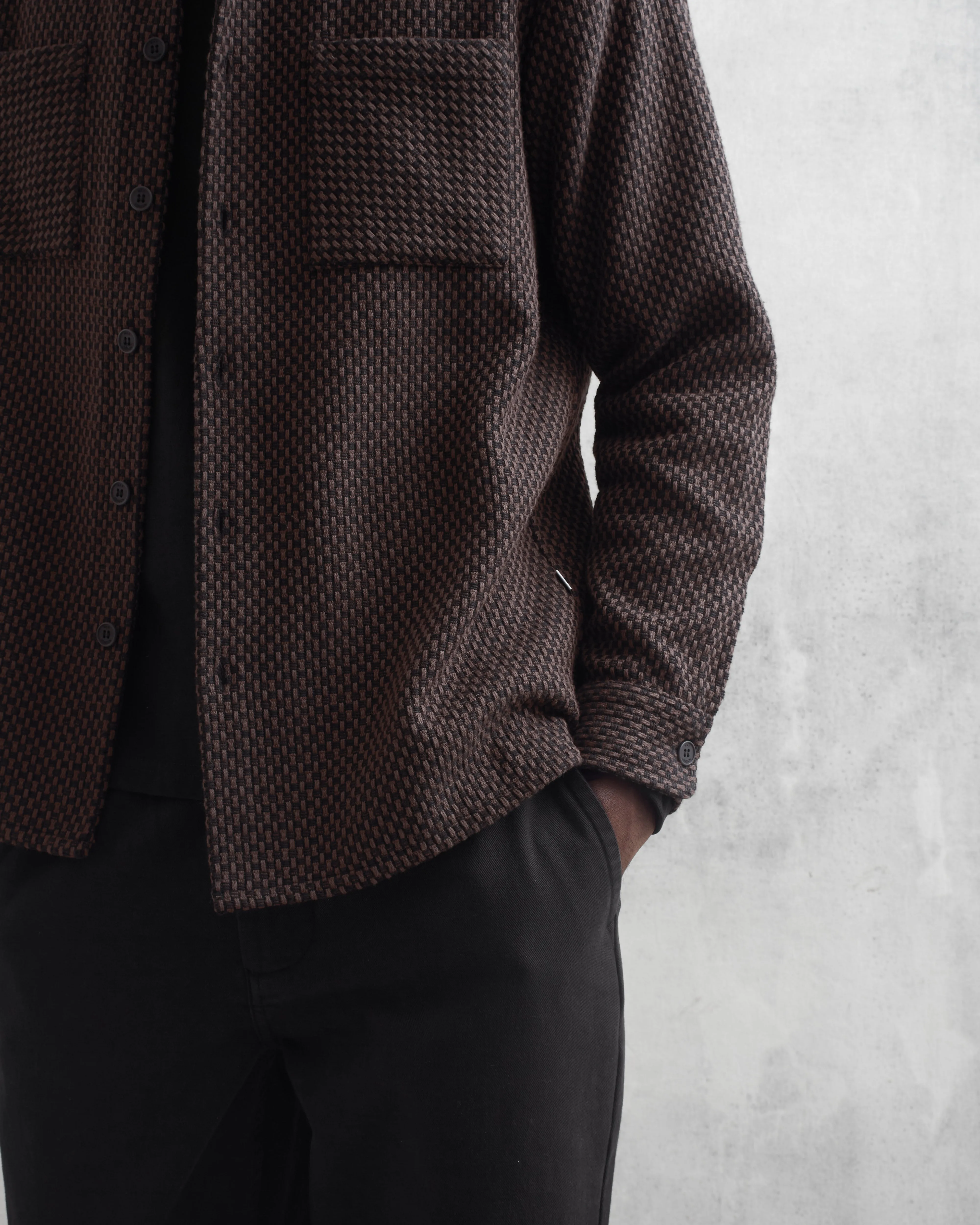 Whiting Overshirt Black/Brown Stepney sold by Wax London product image thumbnail 3