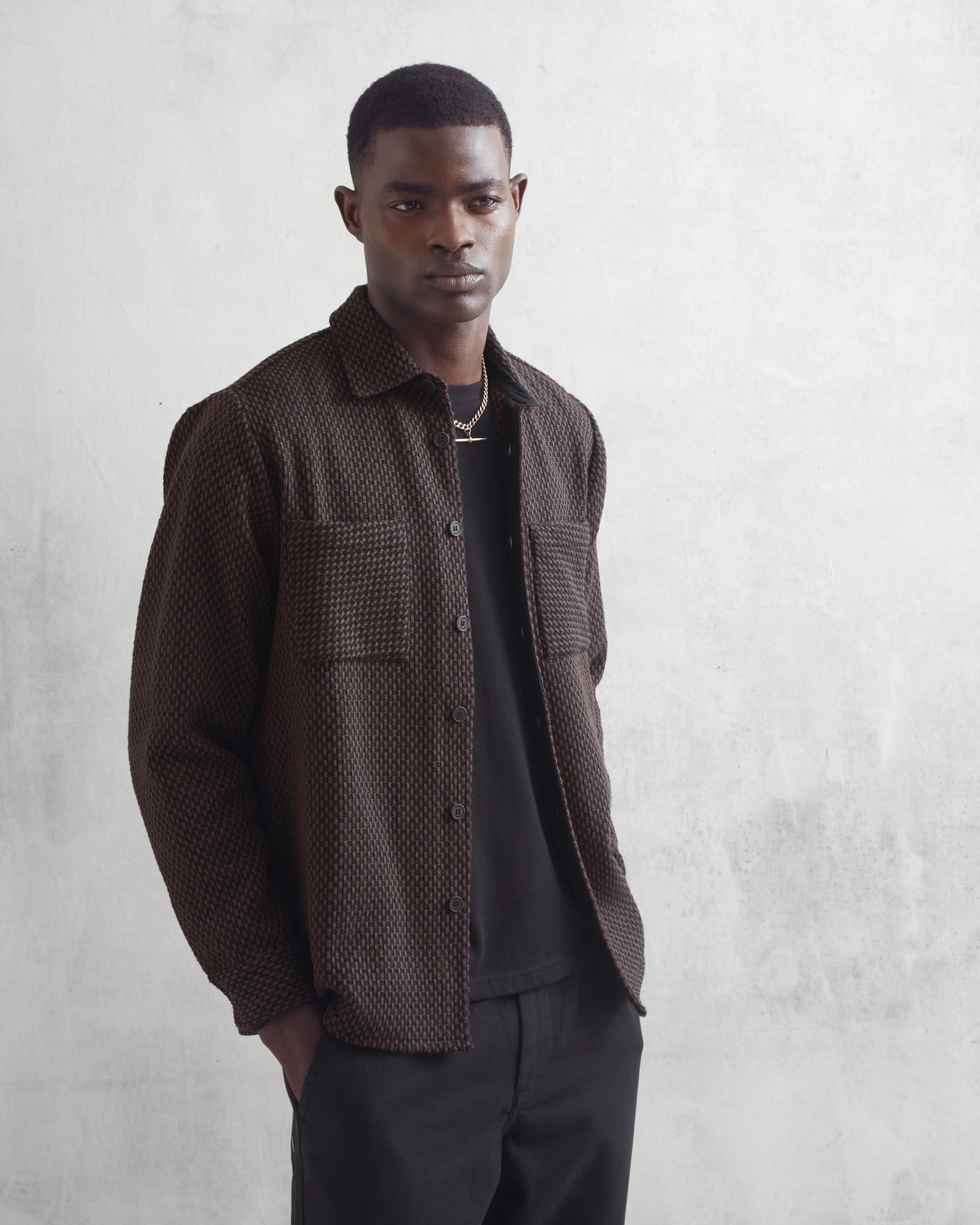 Whiting Overshirt Black/Brown Stepney sold by Wax London product image thumbnail 2