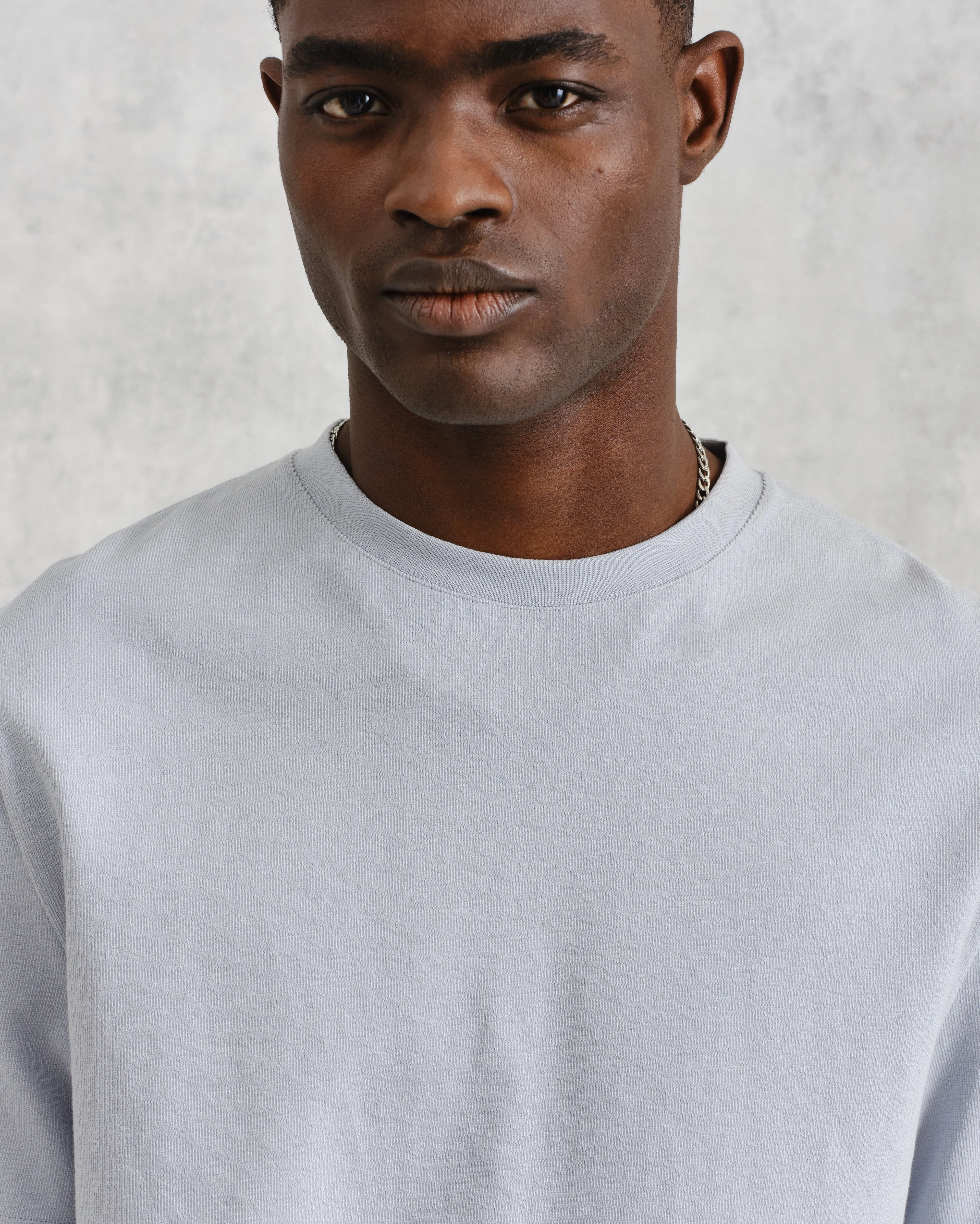 Dean - Pale Blue Textured Organic Cotton T-Shirt sold by Wax London product image thumbnail 3