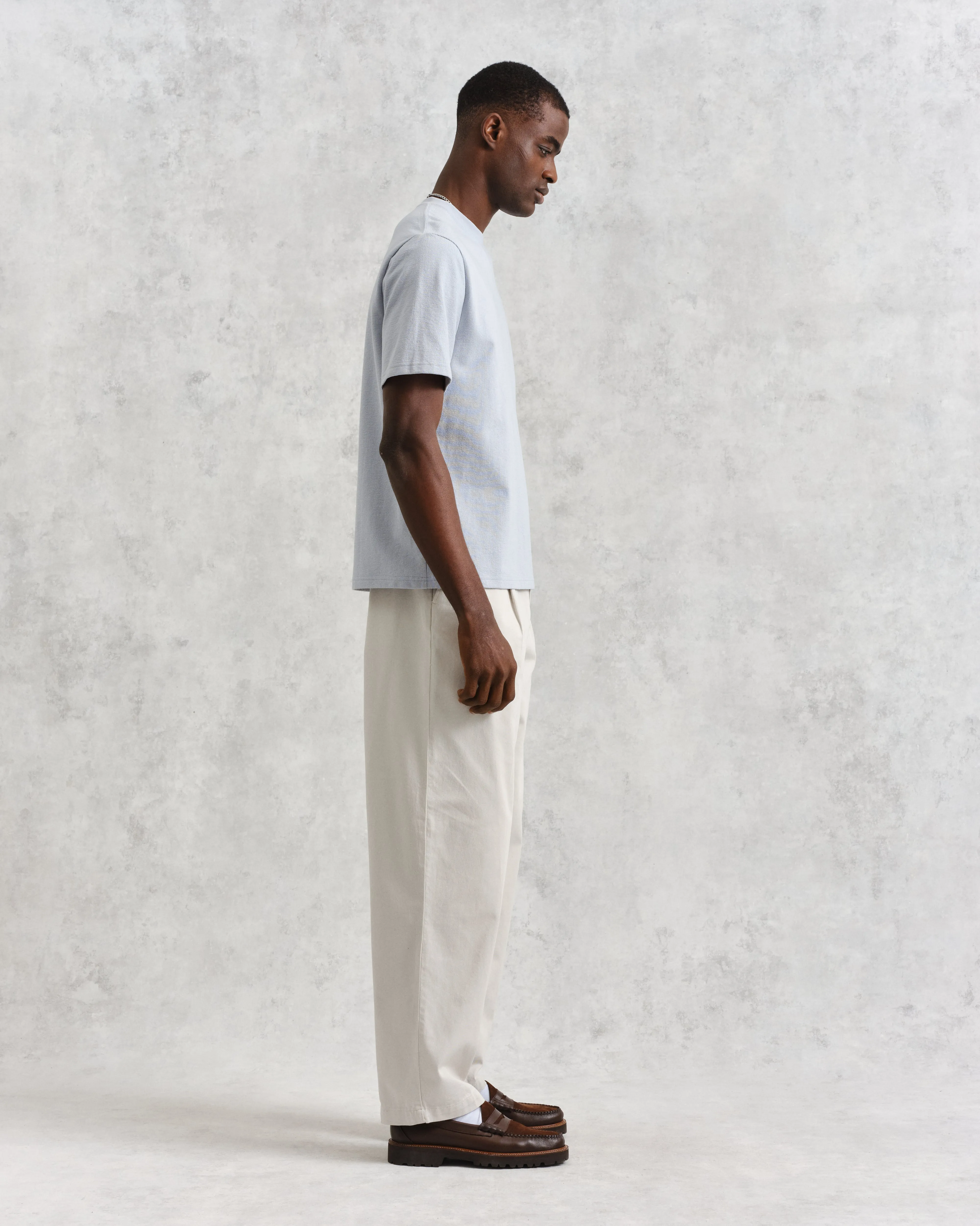 Dean - Pale Blue Textured Organic Cotton T-Shirt sold by Wax London product image thumbnail 5