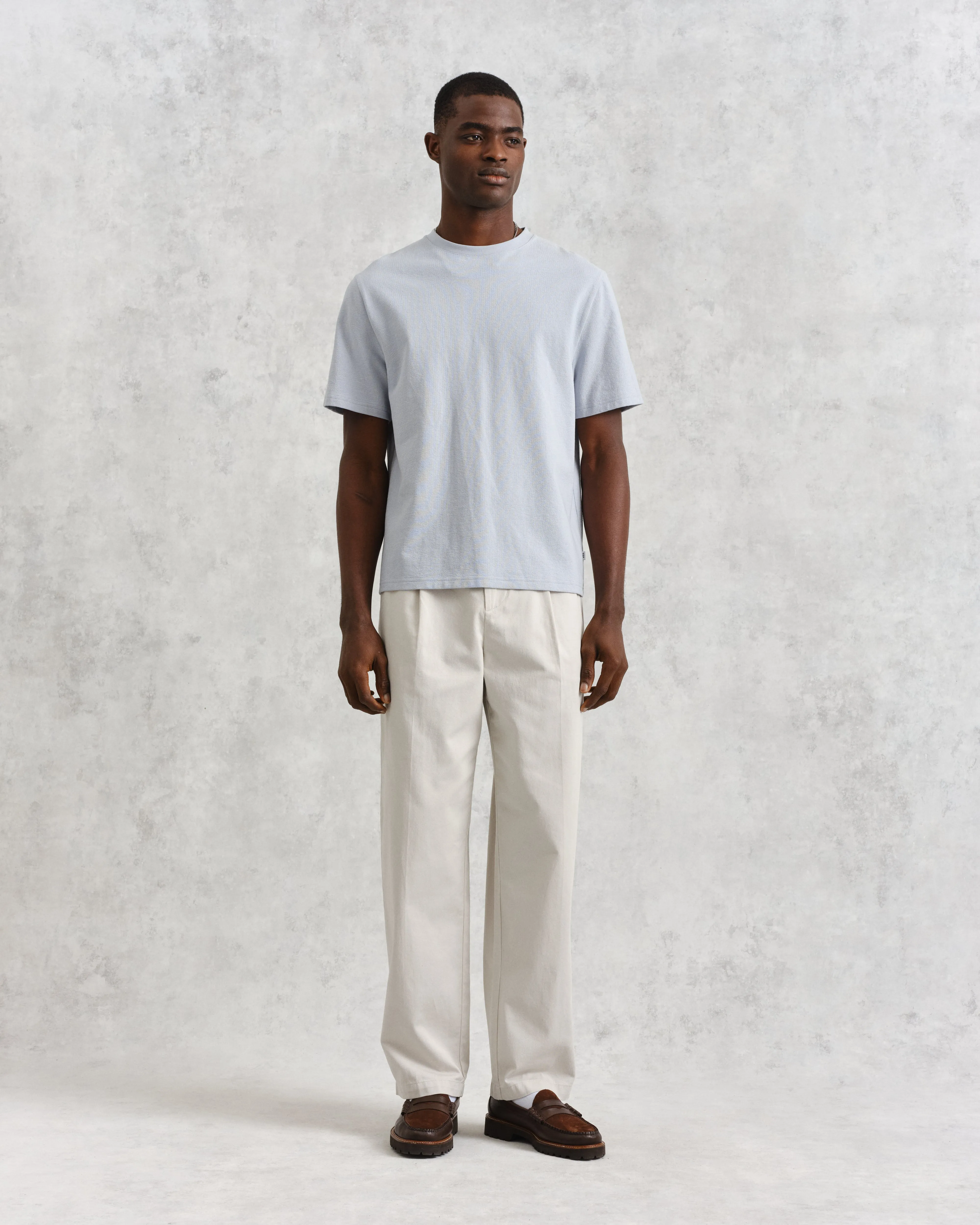 Dean - Pale Blue Textured Organic Cotton T-Shirt sold by Wax London product image thumbnail 4