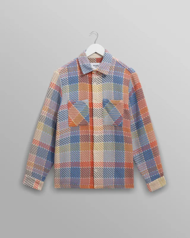 Whiting - Blue And Orange Pike Check Overshirt sold by Wax London