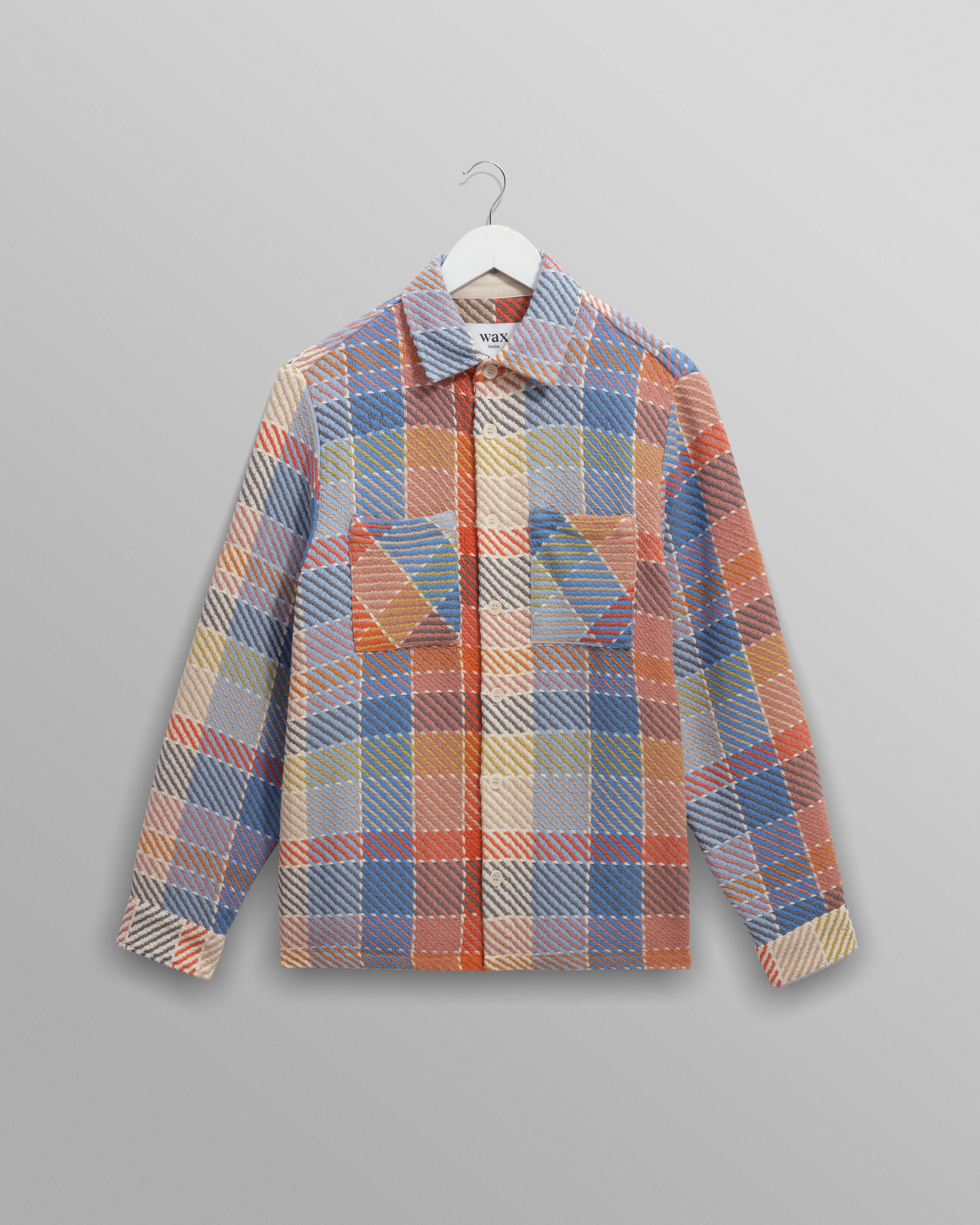 Whiting - Blue And Orange Pike Check Overshirt sold by Wax London