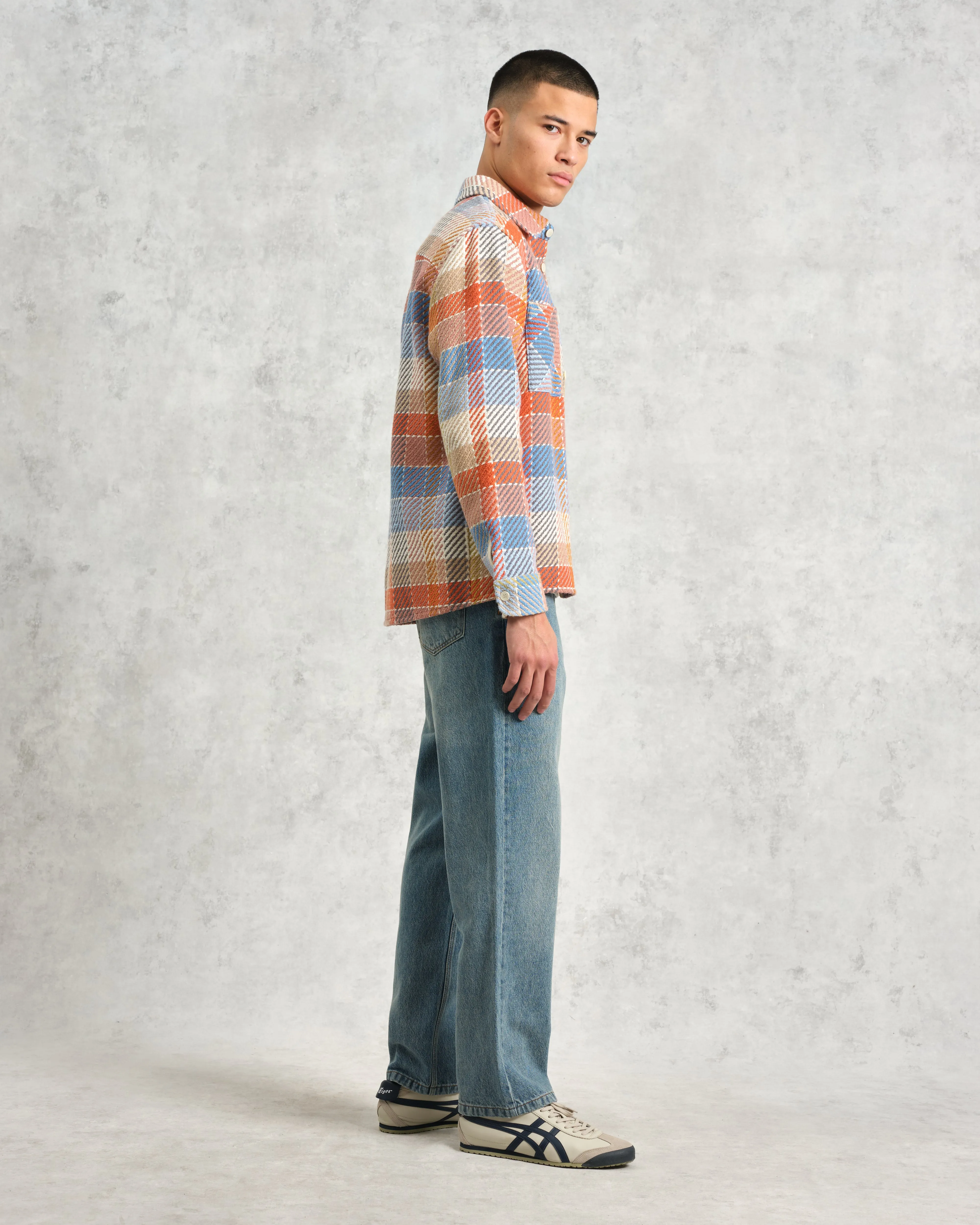 Whiting - Blue And Orange Pike Check Overshirt sold by Wax London product image thumbnail 5