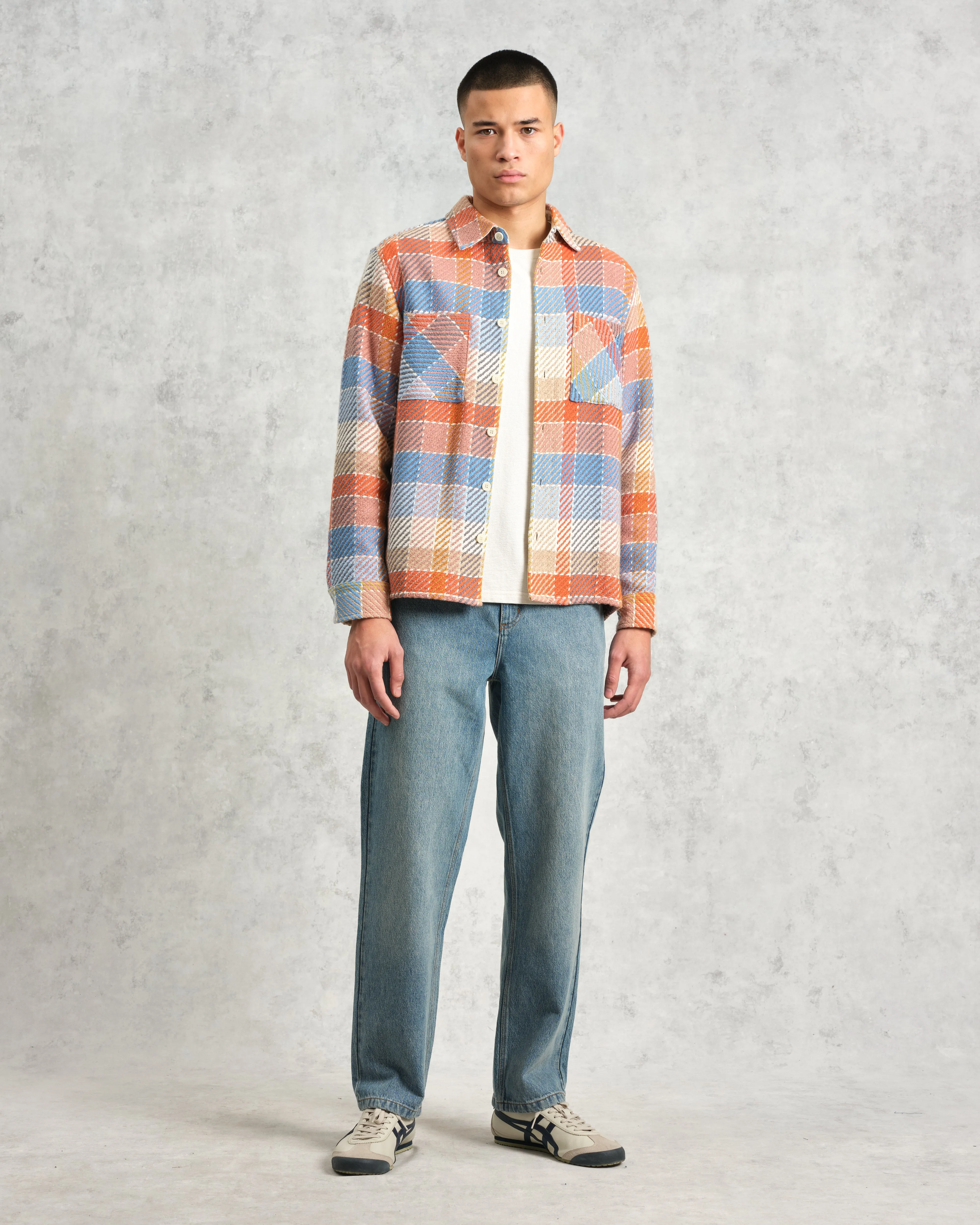 Whiting - Blue And Orange Pike Check Overshirt sold by Wax London product image thumbnail 4