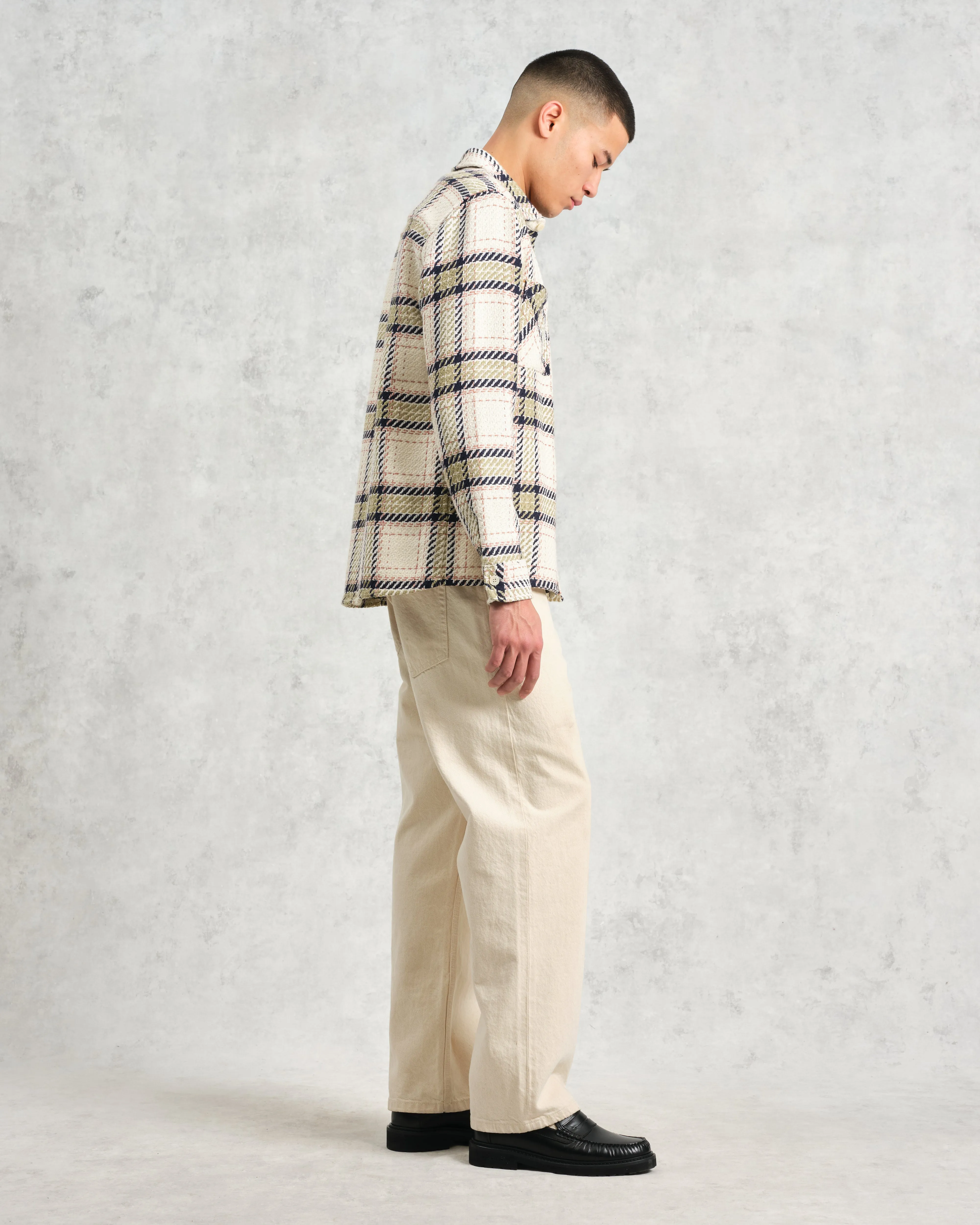 Whiting - Ecru And Sage Harp Check Overshirt sold by Wax London product image thumbnail 5