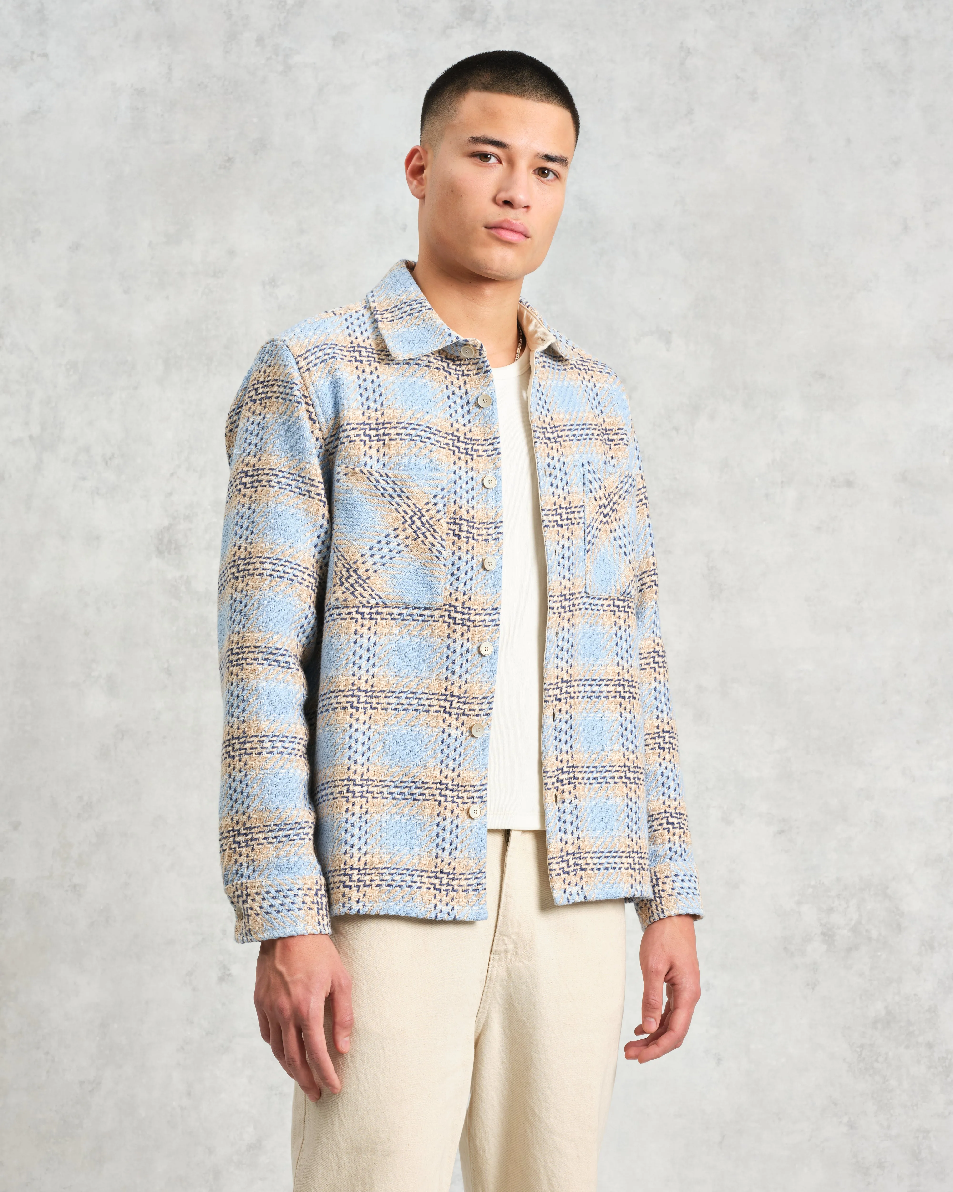 Whiting - Pale Blue Earl Check Overshirt sold by Wax London product image thumbnail 2