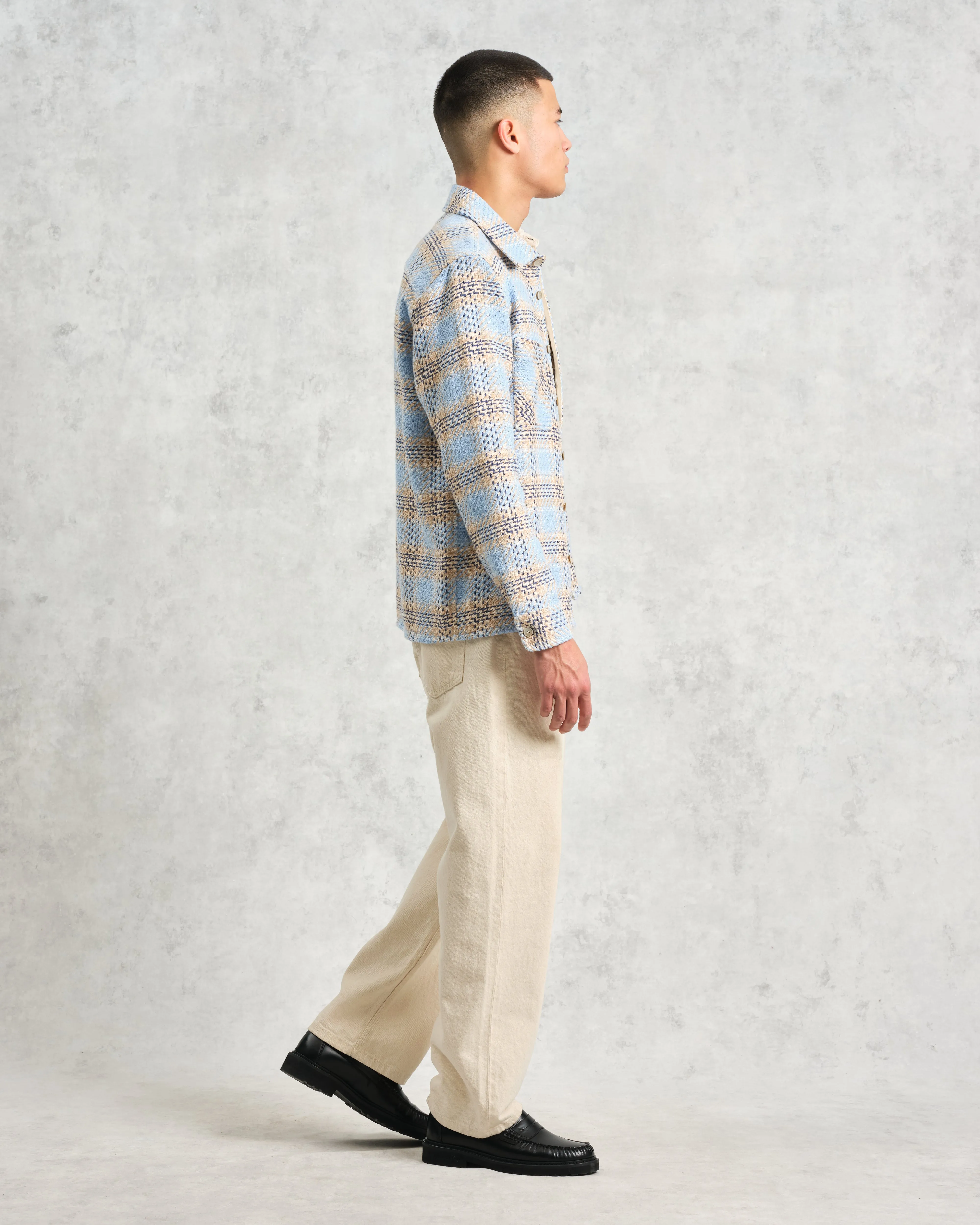 Whiting - Pale Blue Earl Check Overshirt sold by Wax London product image thumbnail 5