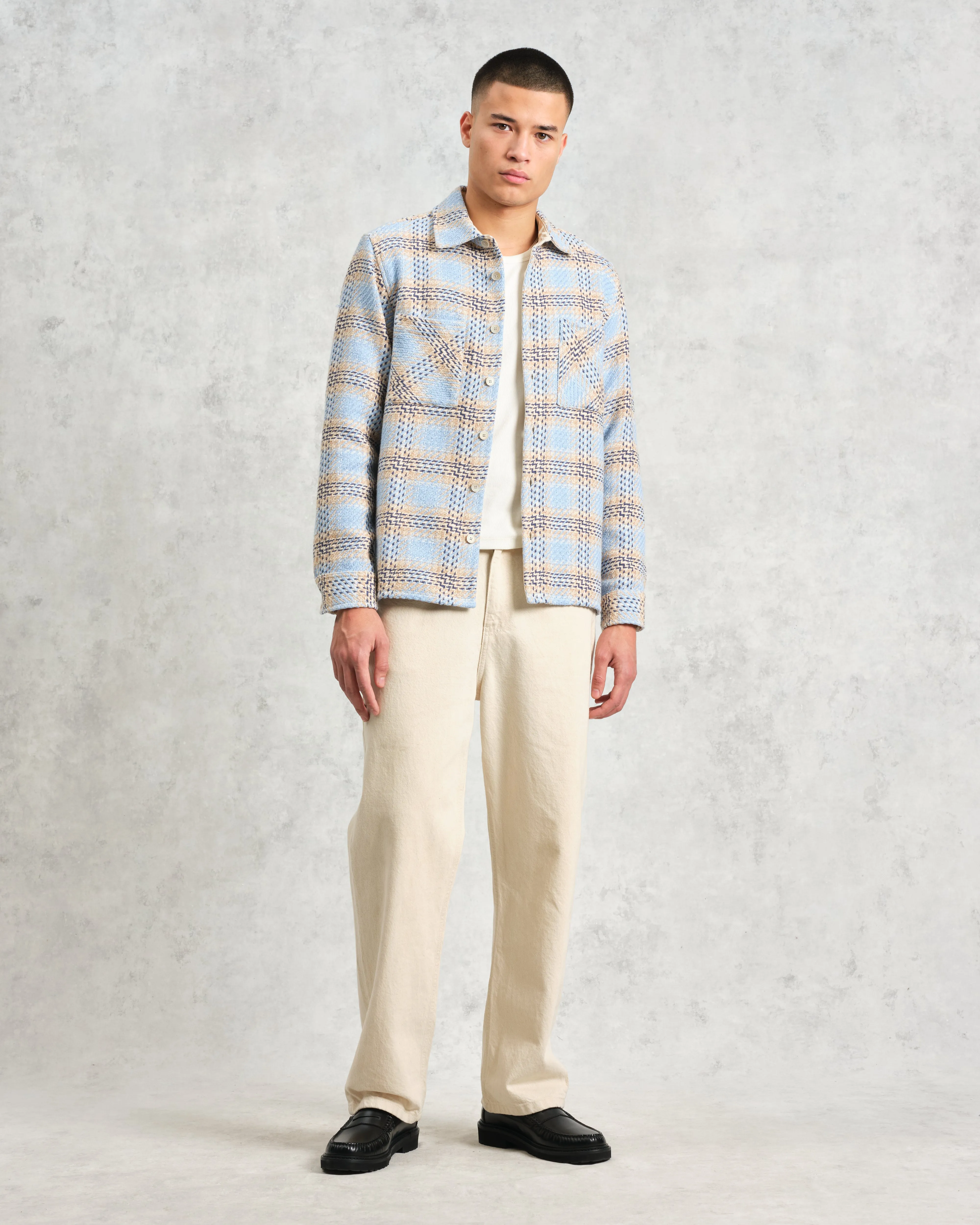 Whiting - Pale Blue Earl Check Overshirt sold by Wax London product image thumbnail 4