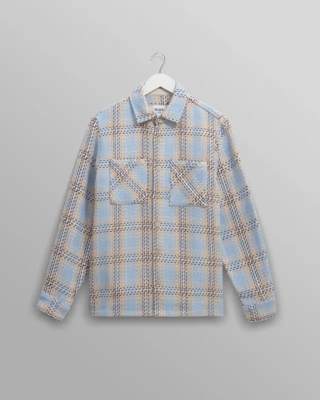 Whiting - Pale Blue Earl Check Overshirt sold by Wax London