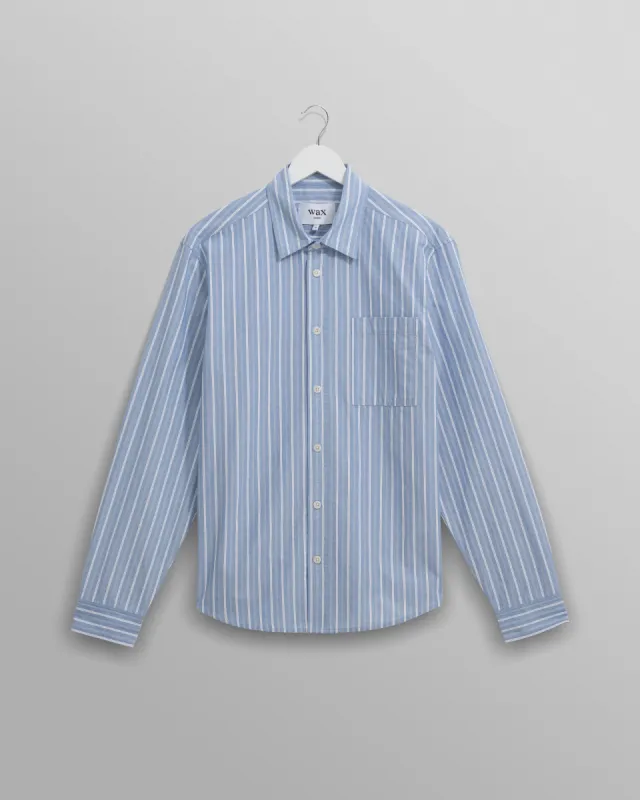 Rove - Blue Striped Cotton-Poplin Shirt sold by Wax London