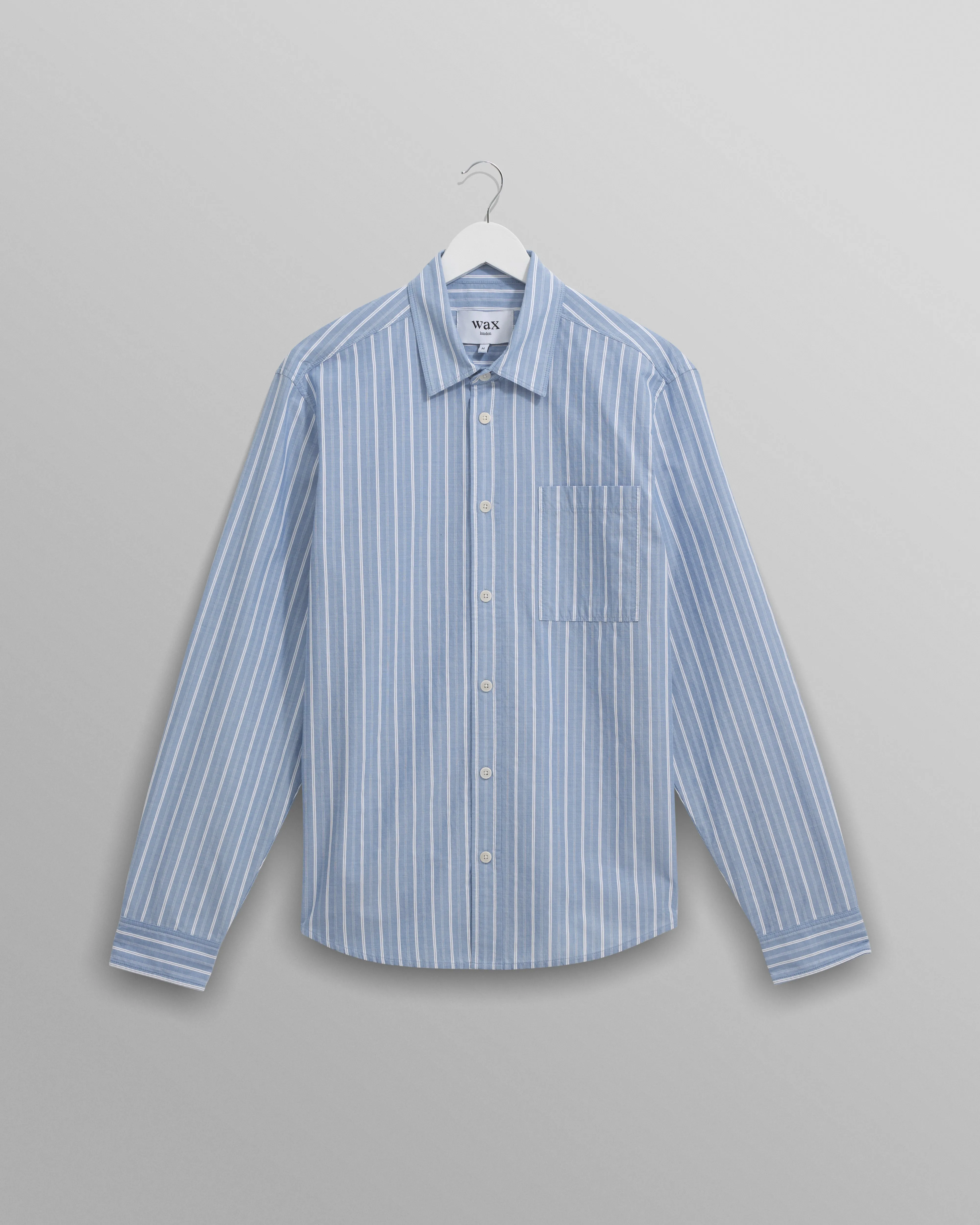 Rove - Blue Striped Cotton-Poplin Shirt sold by Wax London