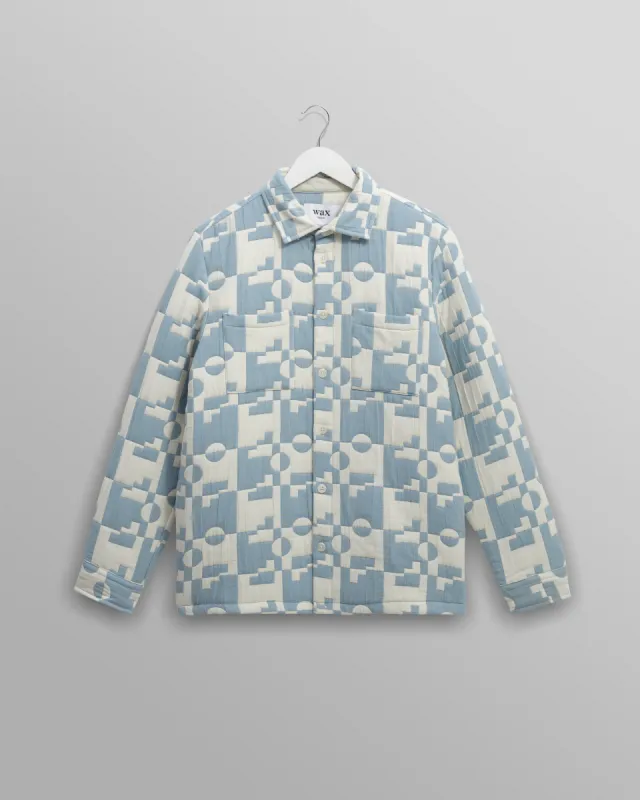 Otto - Pale Blue And Ecru Jigsaw Jacquard Overshirt sold by Wax London