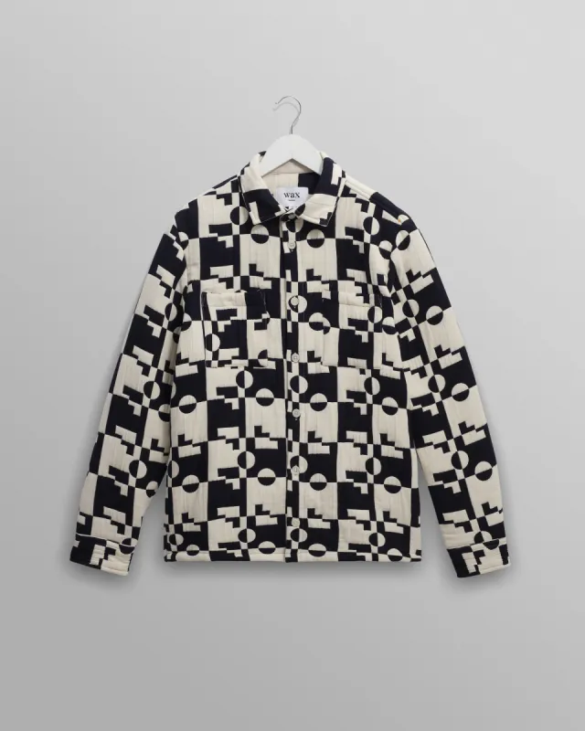 Otto - Navy And Ecru Jigsaw Jacquard Overshirt sold by Wax London